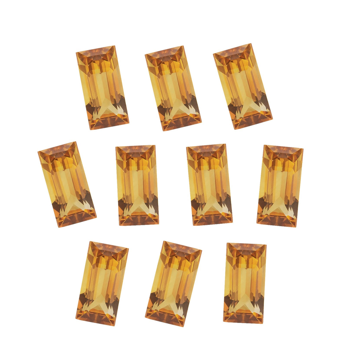 Lot of 10: 5x2.5 mm natural orange citrine, straight baguette cut | Sapphire Row · cut7