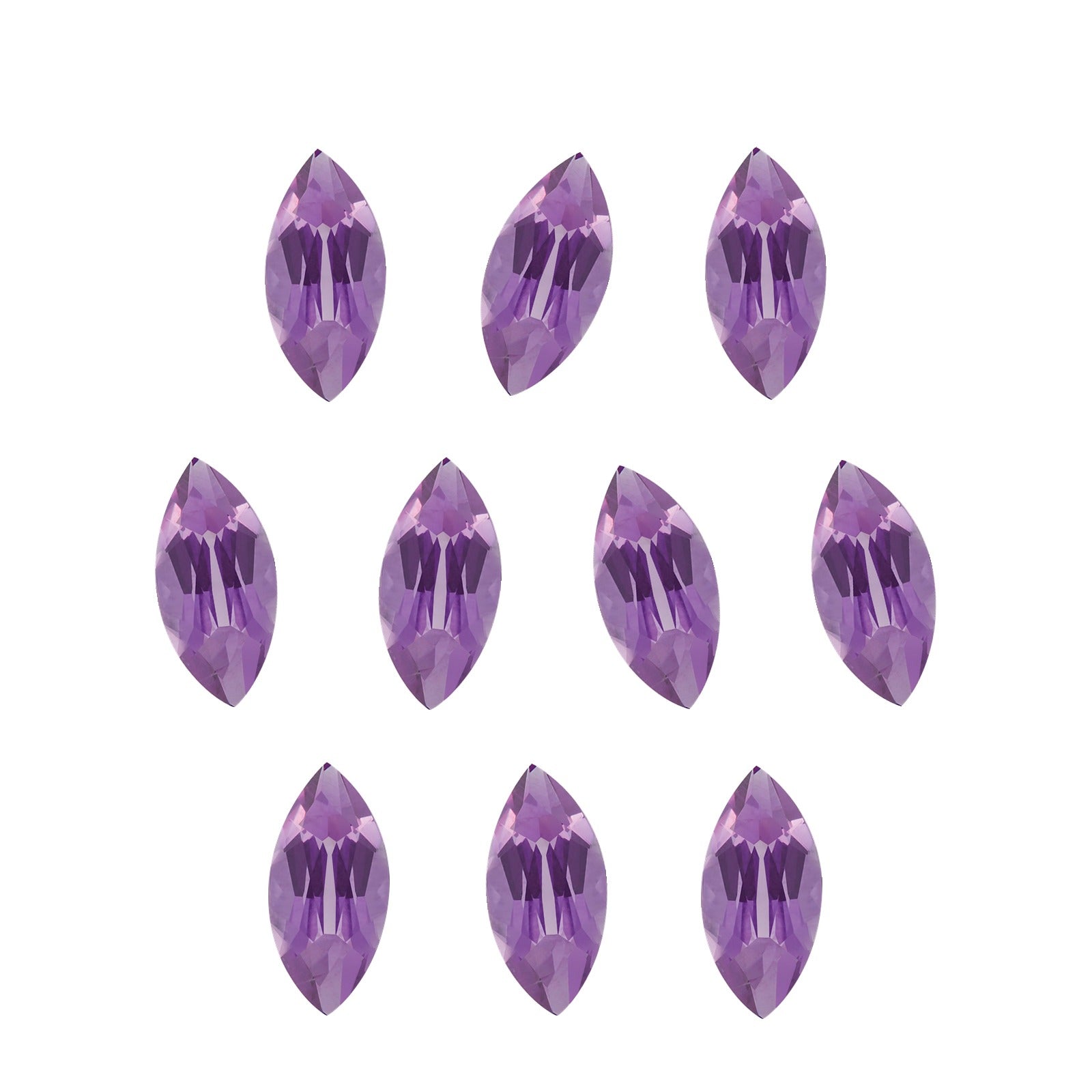 Lot of 10: 5x2.5 mm natural purple amethyst, marquise cut | Sapphire Row · cut7