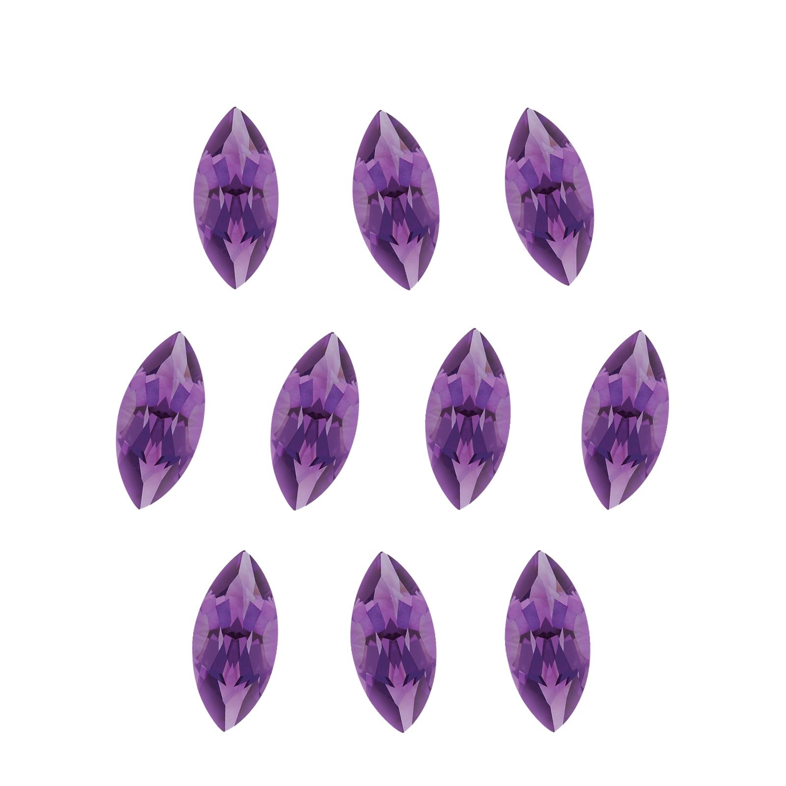 Lot of 10: 5x2.5 mm natural purple amethyst, marquise cut | Sapphire Row · cut7