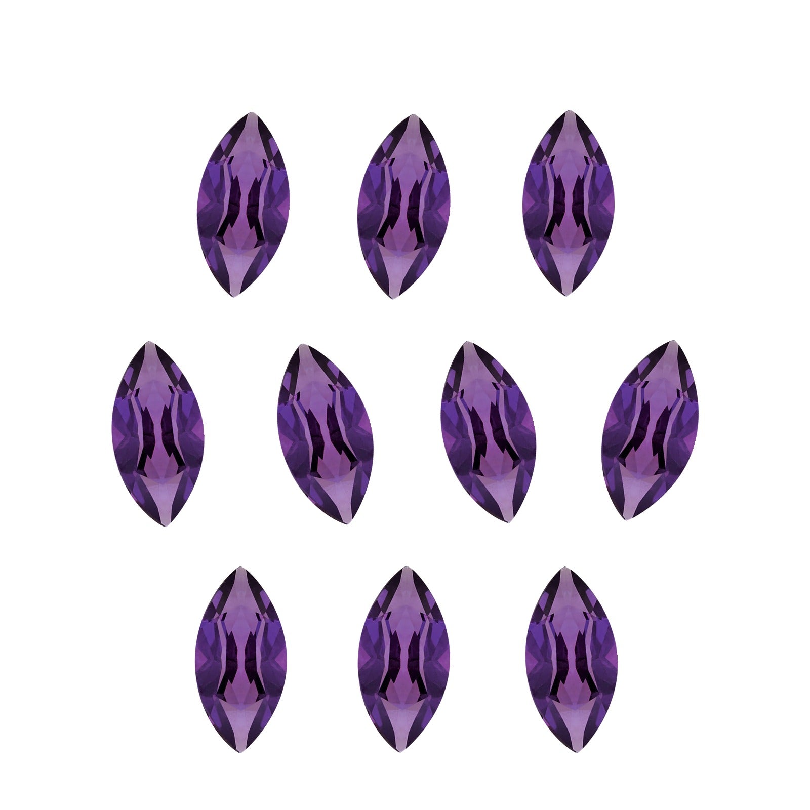 Lot of 10: 5x2.5 mm natural purple amethyst, marquise cut | Sapphire Row · cut7