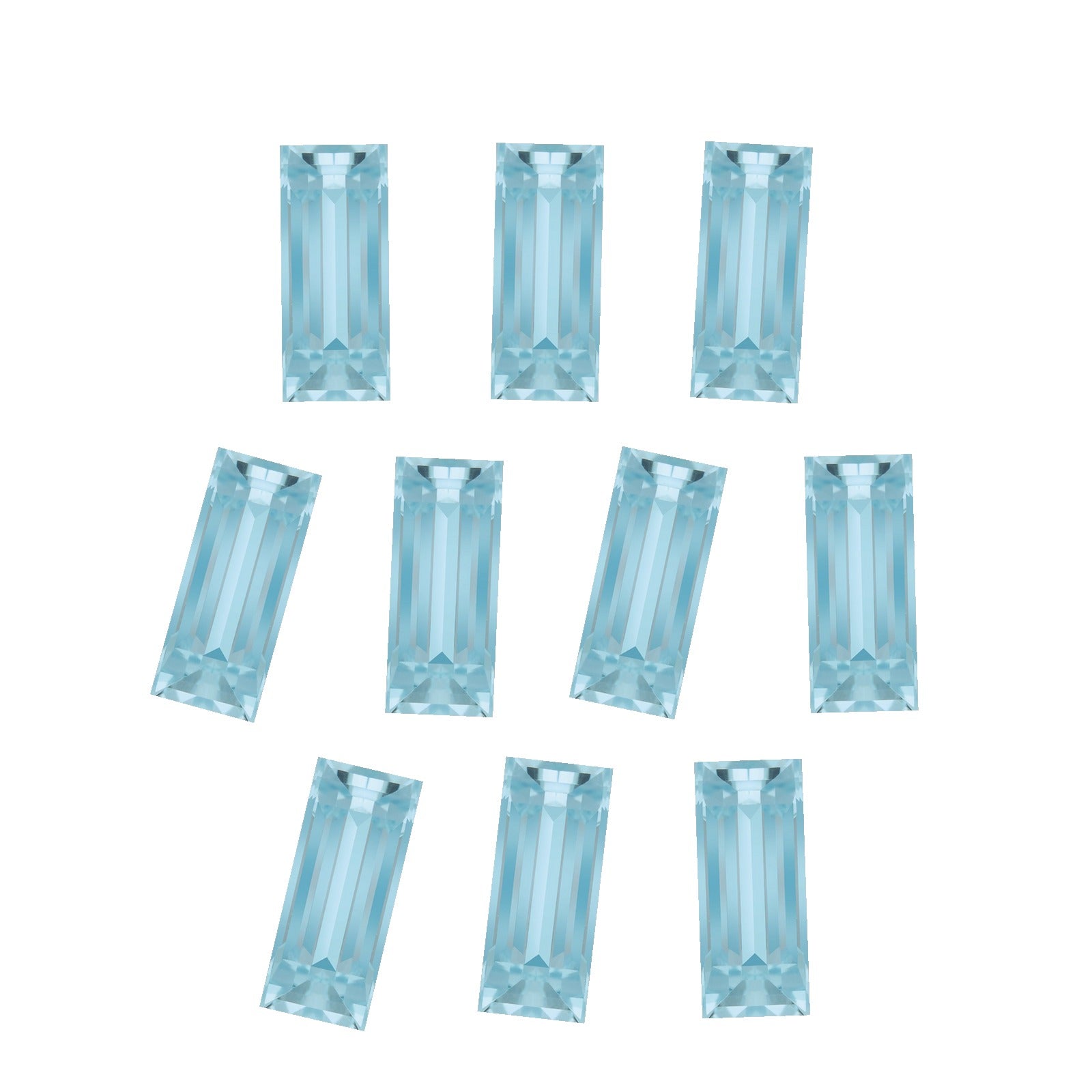 Lot of 10: 5x2.5 mm natural sky blue topaz, straight baguette cut | Sapphire Row · cut7