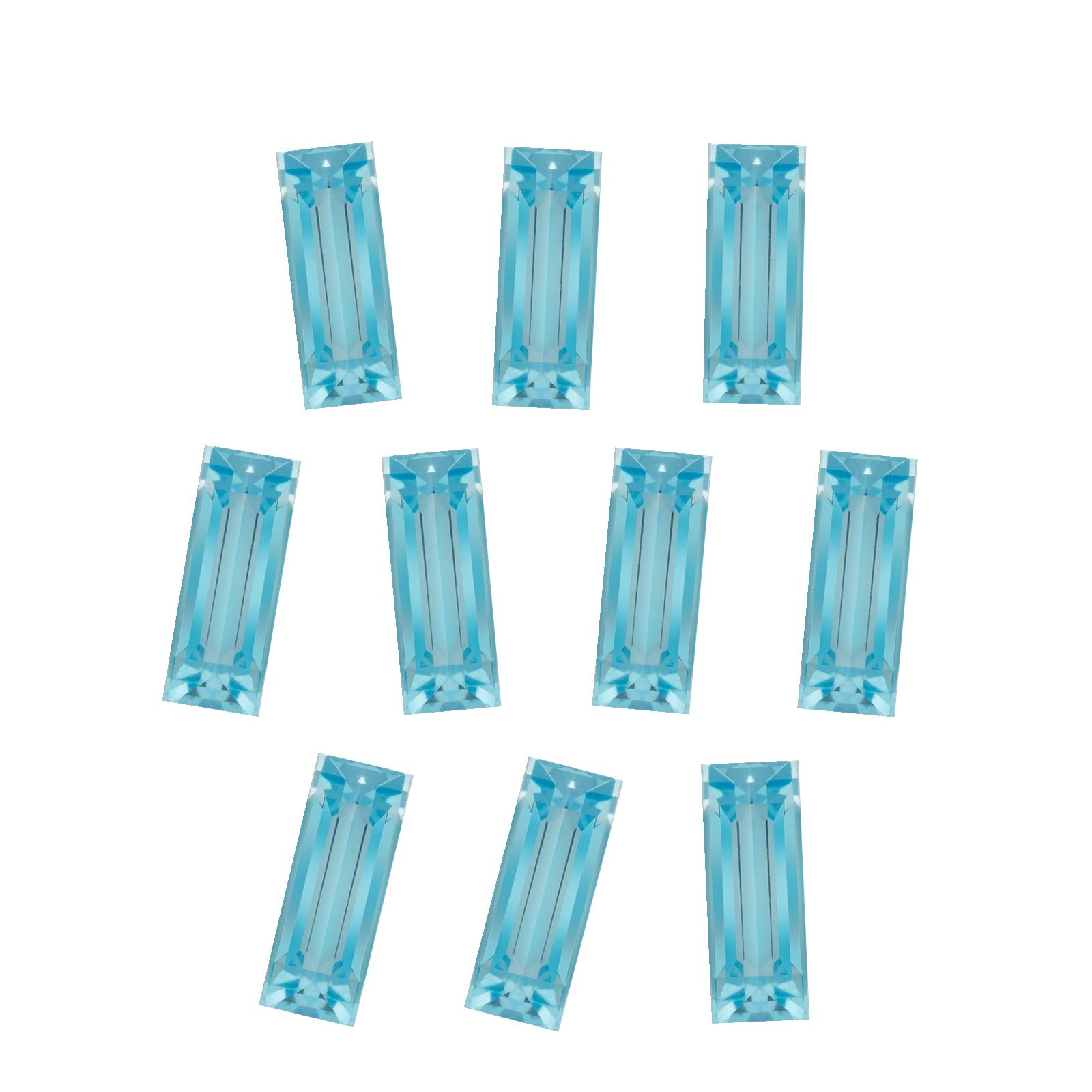 Lot of 10: 5x2.5 mm natural swiss blue topaz, straight baguette cut | Sapphire Row · cut7