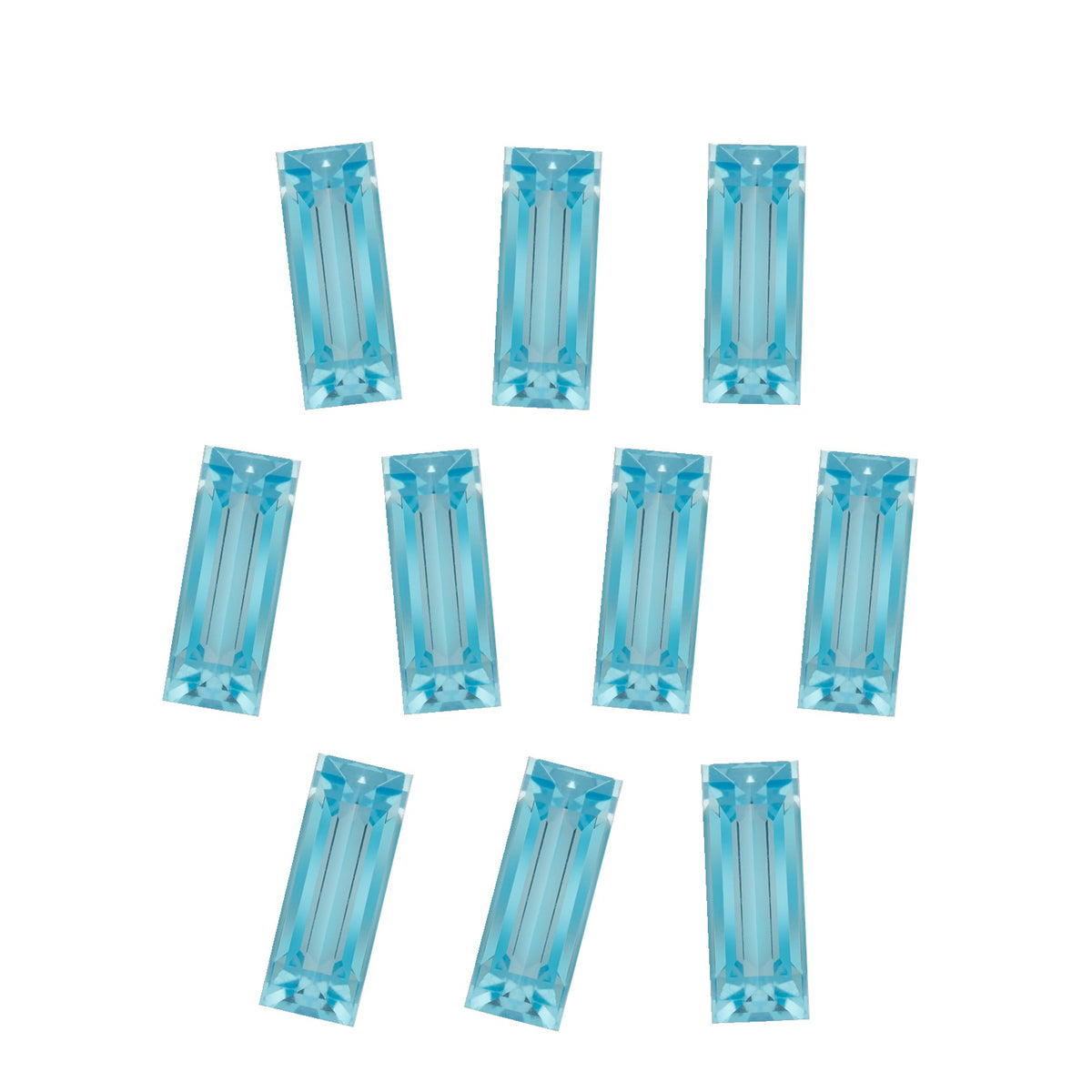 5x2.5 mm natural swiss blue topaz, straight baguette cut | Sapphire Row · cut7