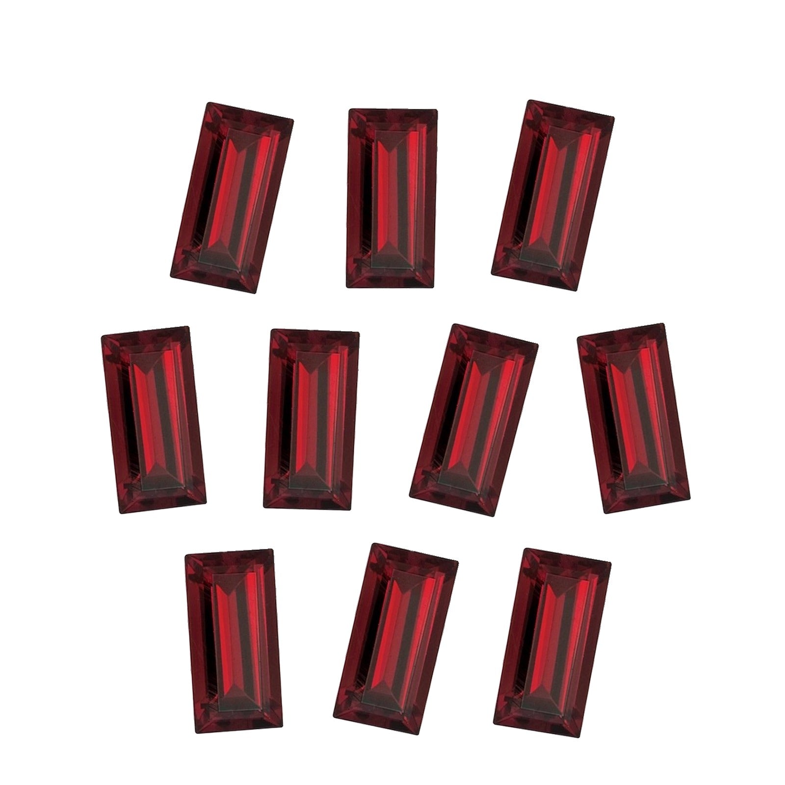 Lot of 10: 5x2 mm natural dark orange red mozambique garnet, straight baguette cut | Sapphire Row · cut7