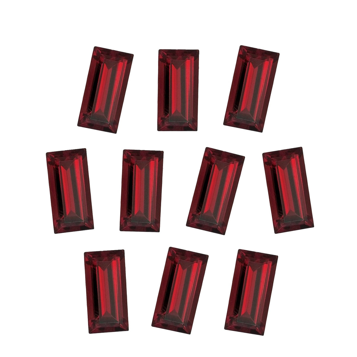 Lot of 10: 5x2 mm natural dark orange red mozambique garnet, straight baguette cut | Sapphire Row · cut7