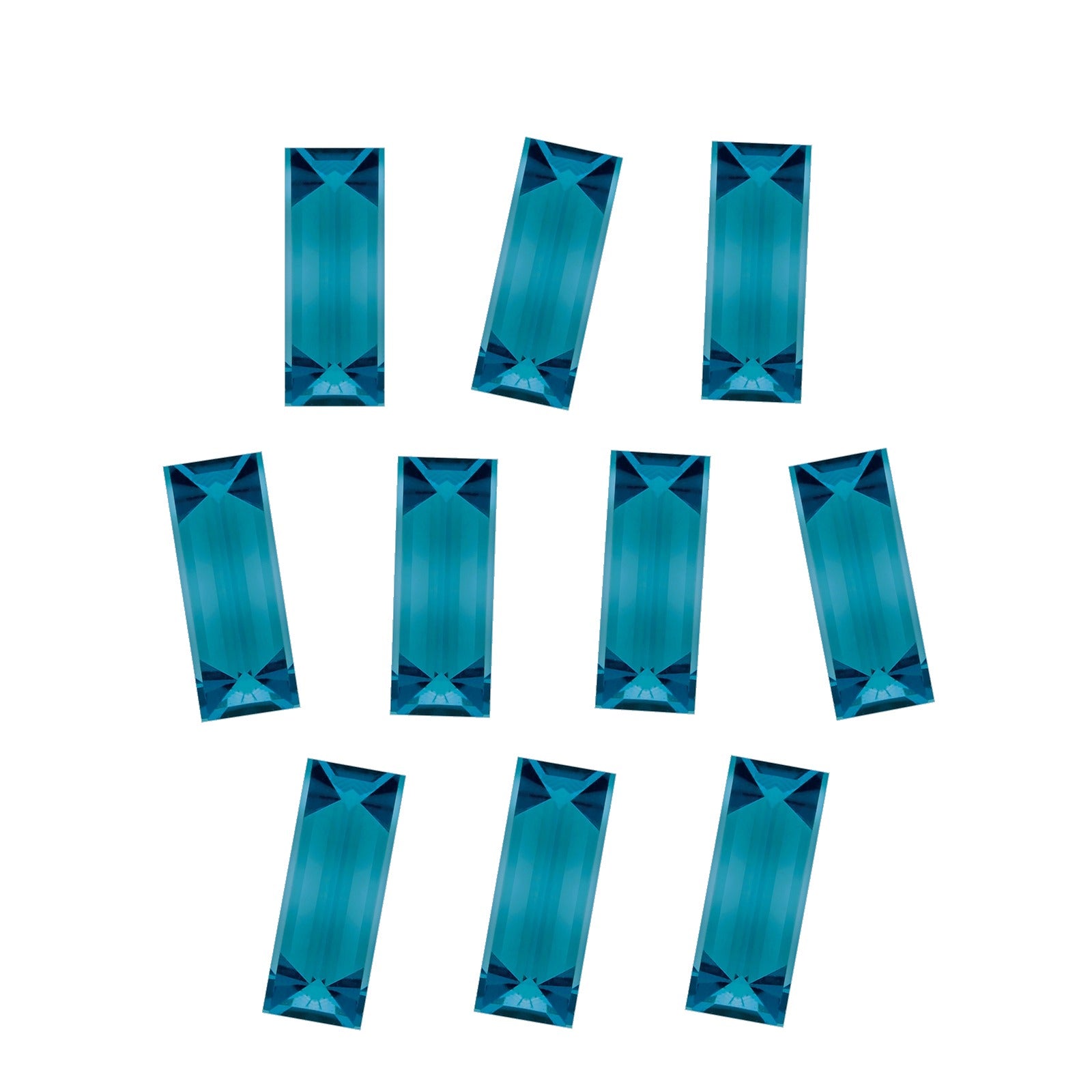 Lot of 10: 5x2 mm natural london blue topaz, straight baguette cut | Sapphire Row · cut7
