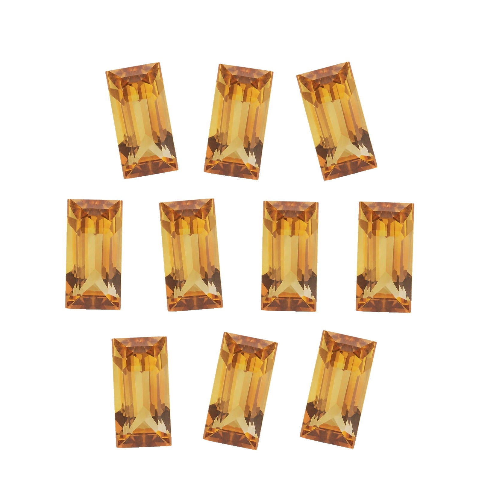 Lot of 10: 5x2 mm natural orange citrine, straight baguette cut | Sapphire Row · cut7