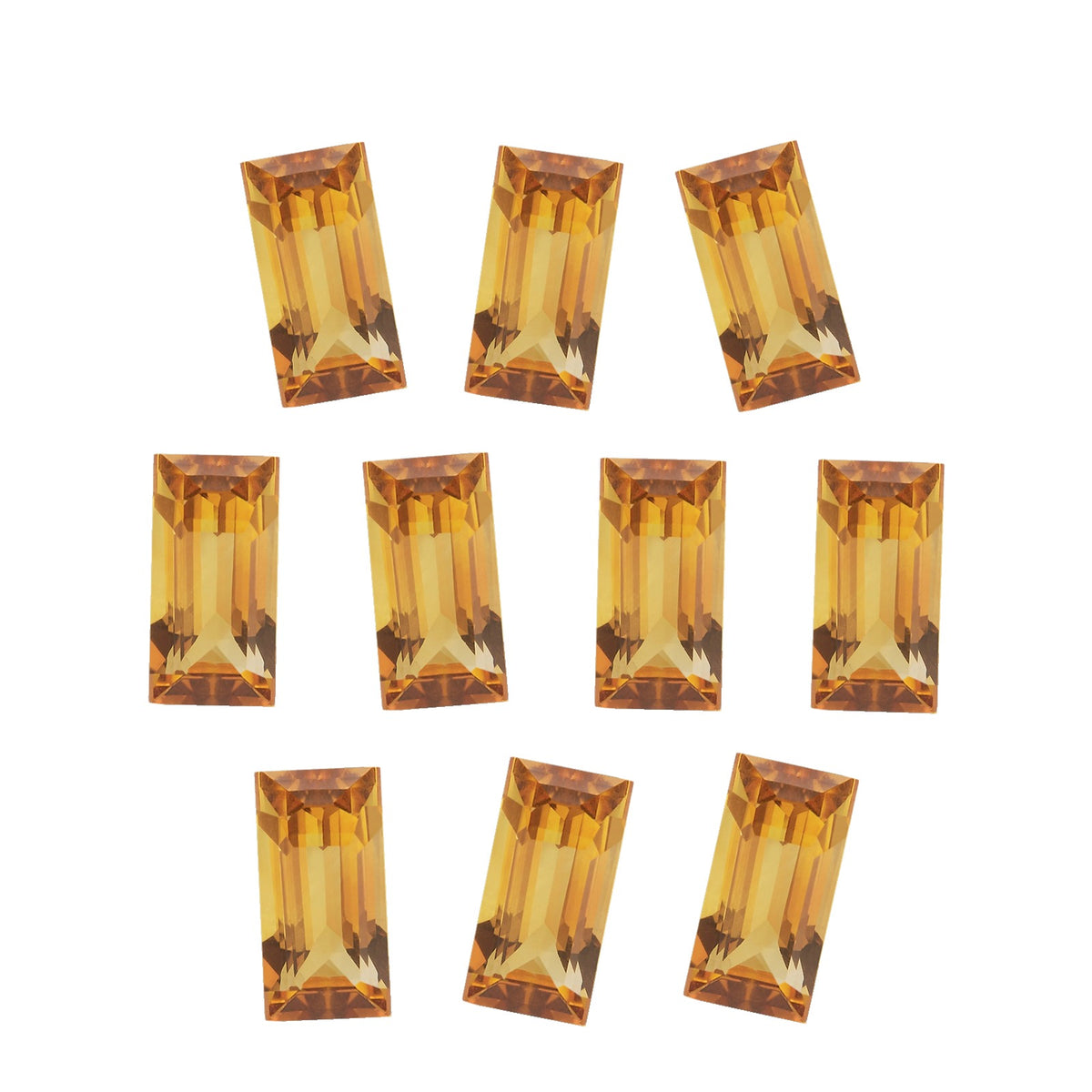 Lot of 10: 5x2 mm natural orange citrine, straight baguette cut | Sapphire Row · cut7