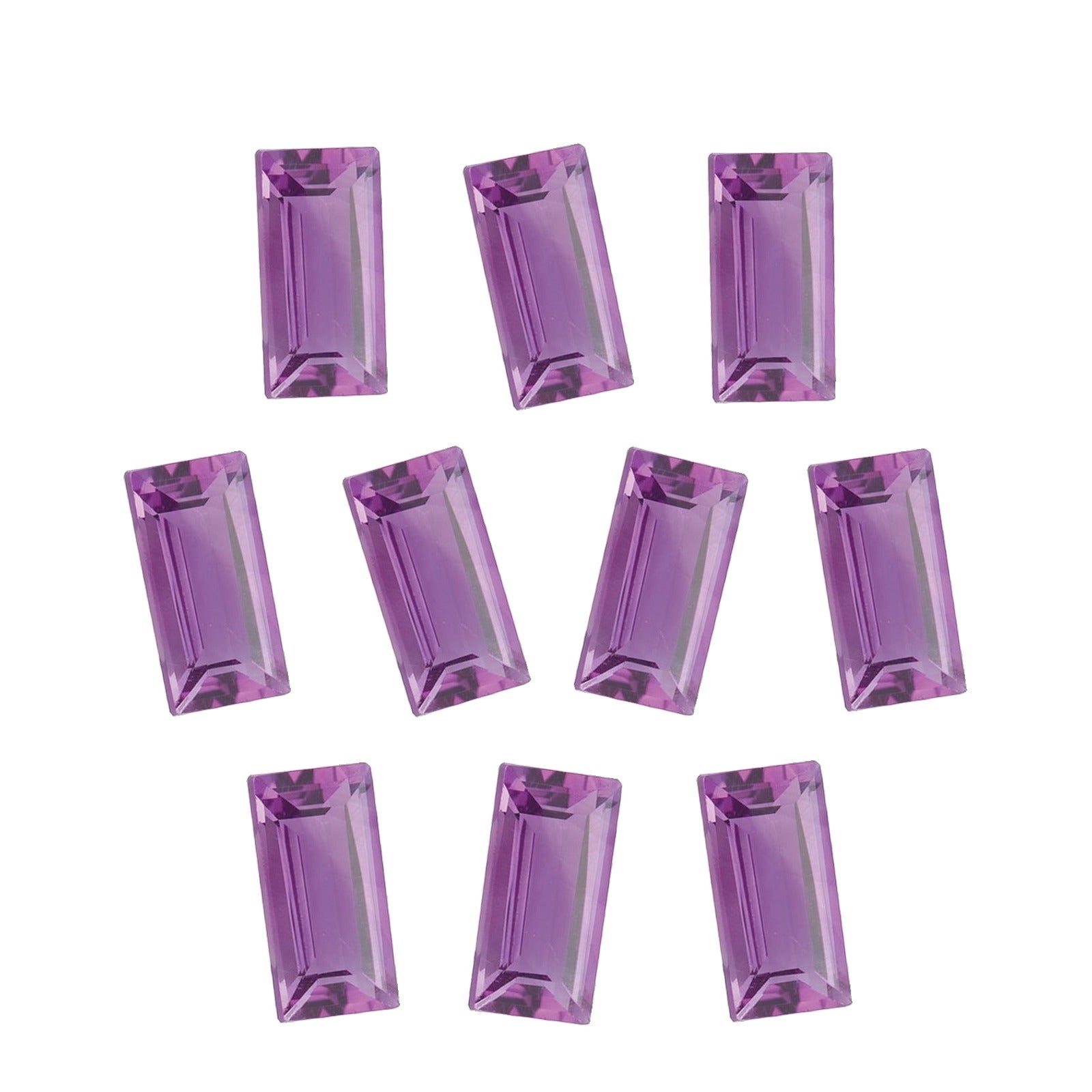 Lot of 10: 5x2 mm natural purple amethyst, straight baguette cut | Sapphire Row · cut7
