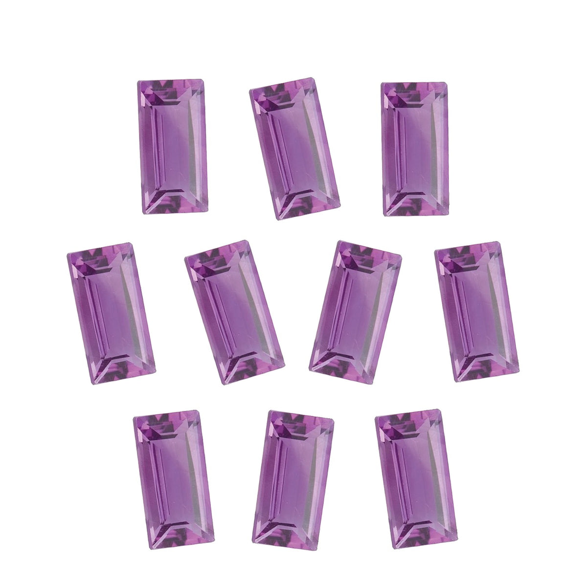 Lot of 10: 5x2 mm natural purple amethyst, straight baguette cut | Sapphire Row · cut7