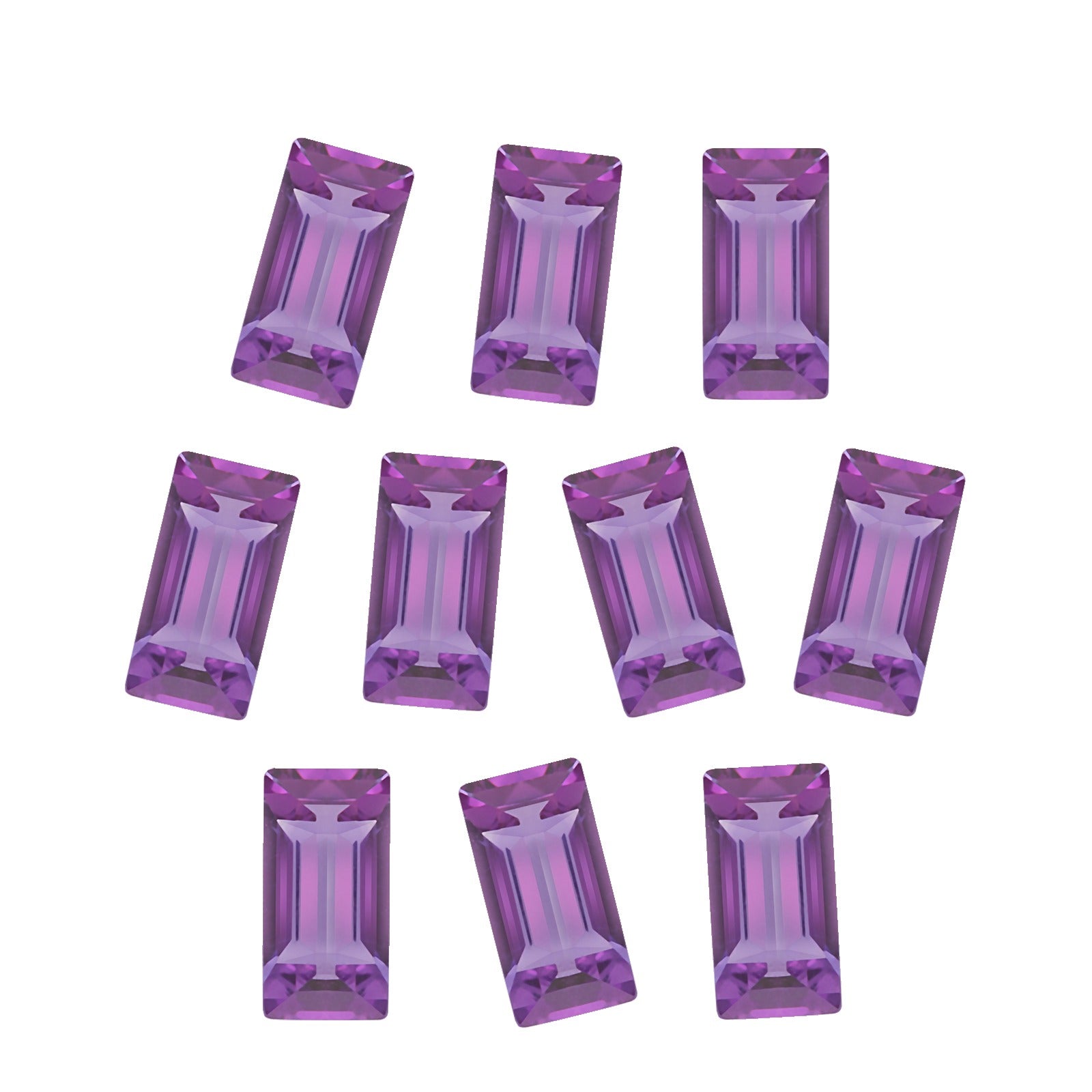 Lot of 10: 5x2 mm natural purple amethyst, straight baguette cut | Sapphire Row · cut7