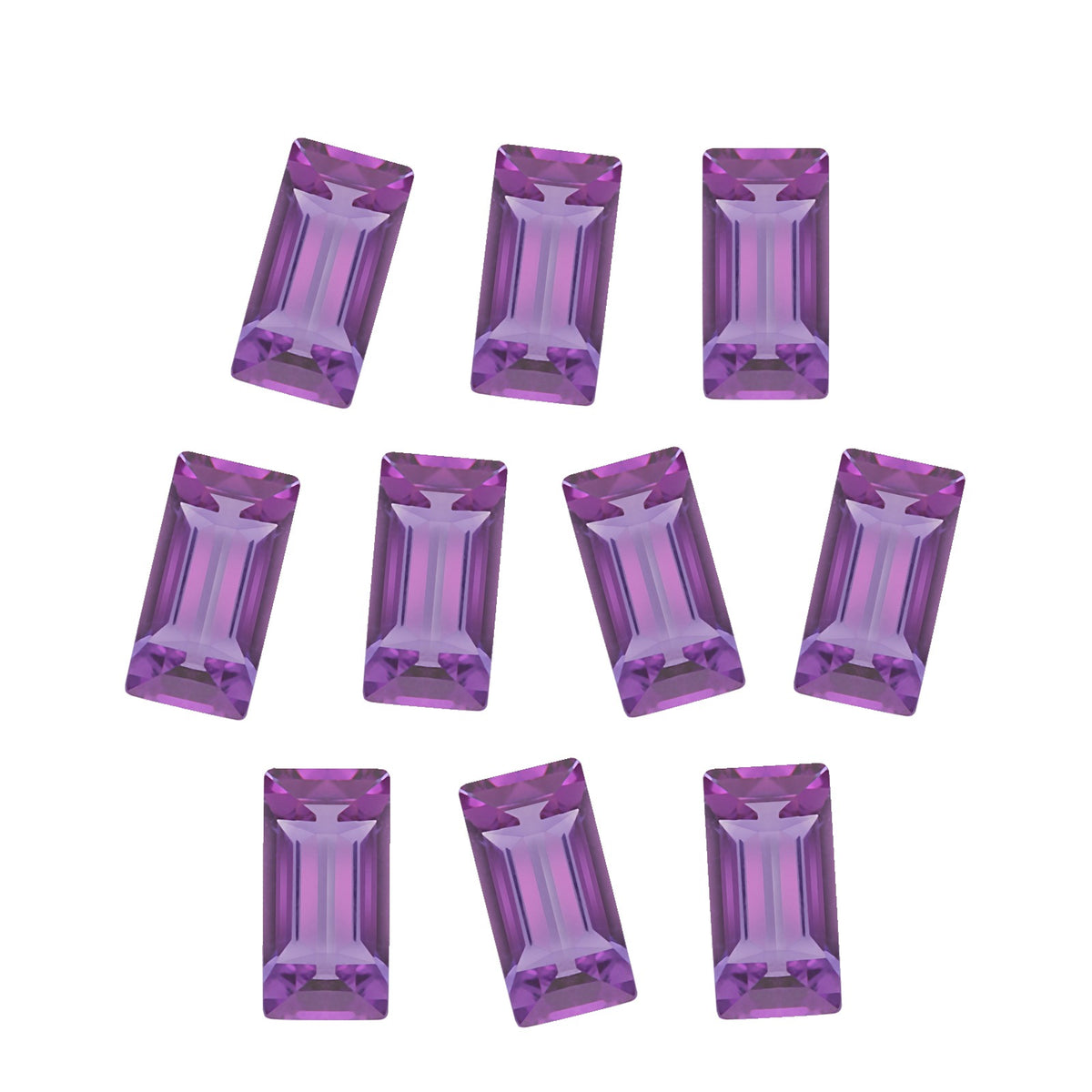 Lot of 10: 5x2 mm natural purple amethyst, straight baguette cut | Sapphire Row · cut7