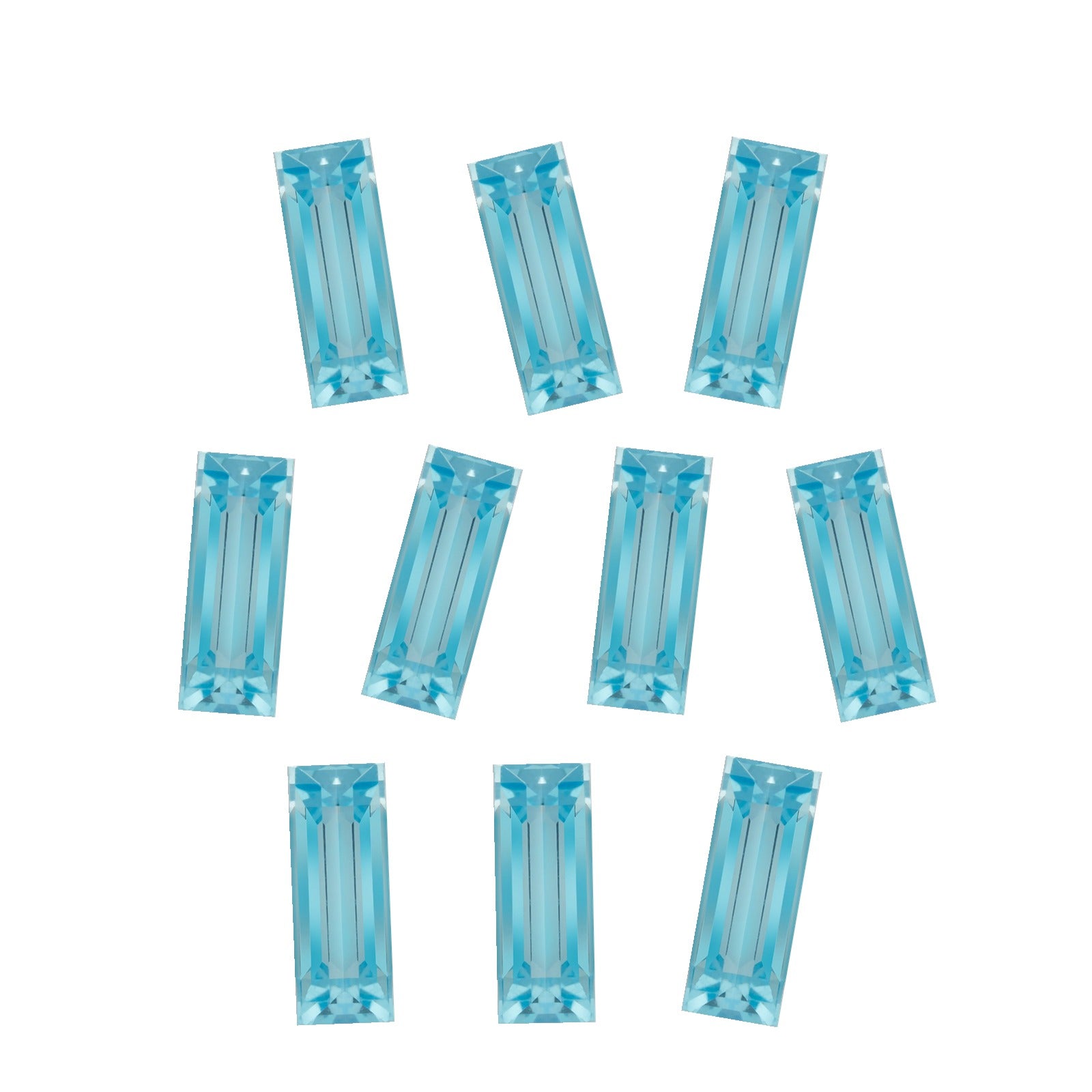 Lot of 10: 5x2 mm natural swiss blue topaz, straight baguette cut | Sapphire Row · cut7