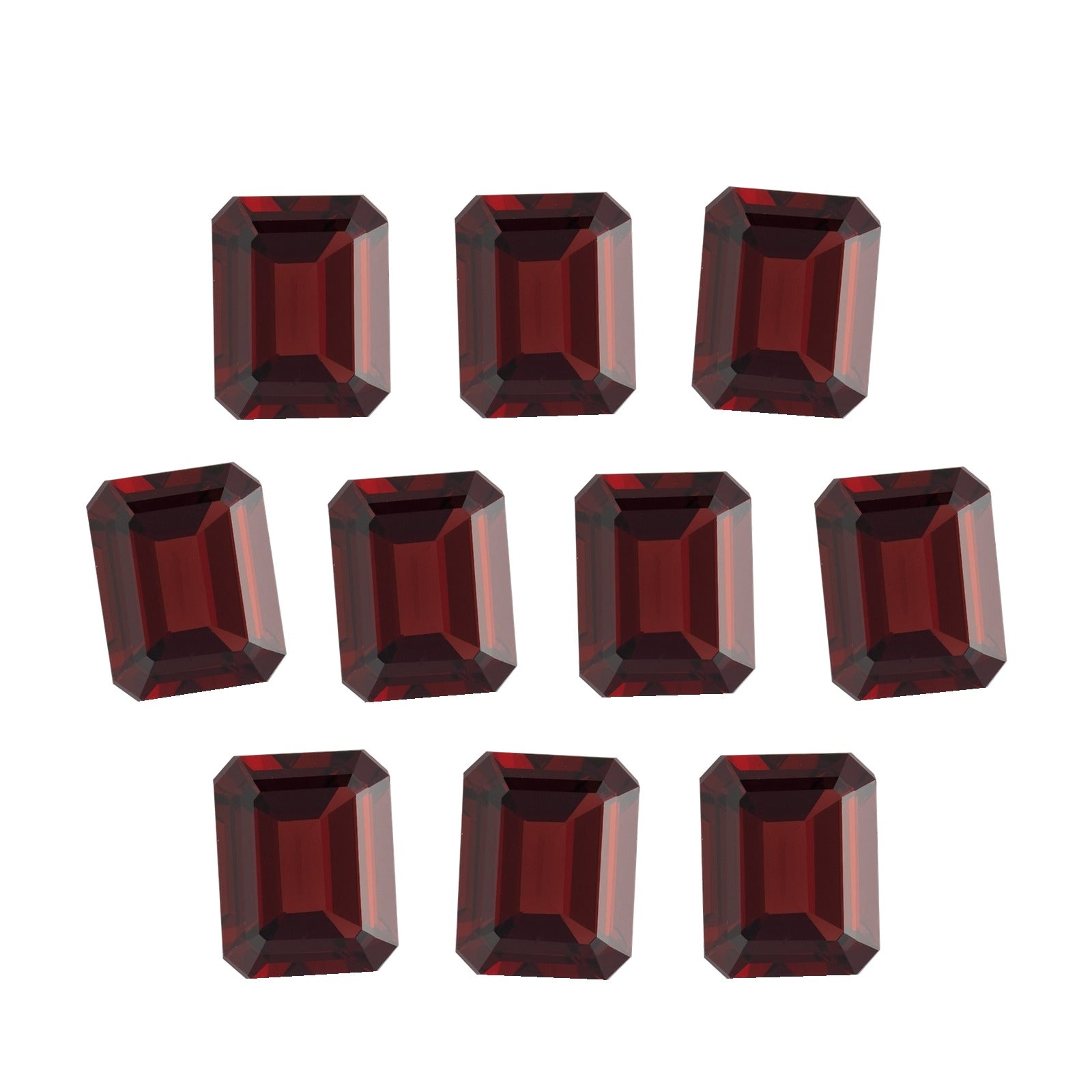 Lot of 10: 5x3 mm natural dark orange red mozambique garnet, emerald cut | Sapphire Row · cut7