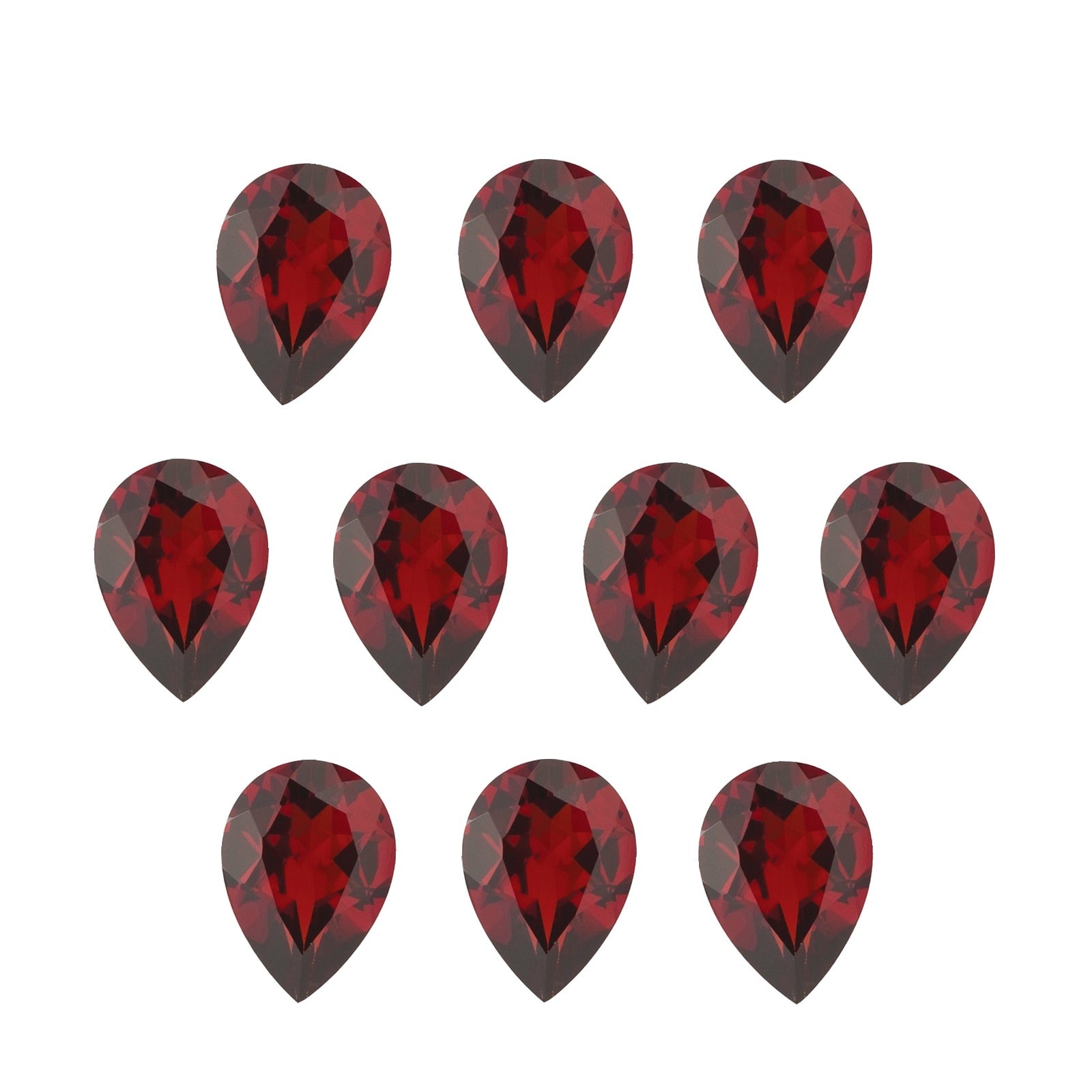 Lot of 10: 5x3 mm natural dark orange red mozambique garnet, pear cut | Sapphire Row · cut7