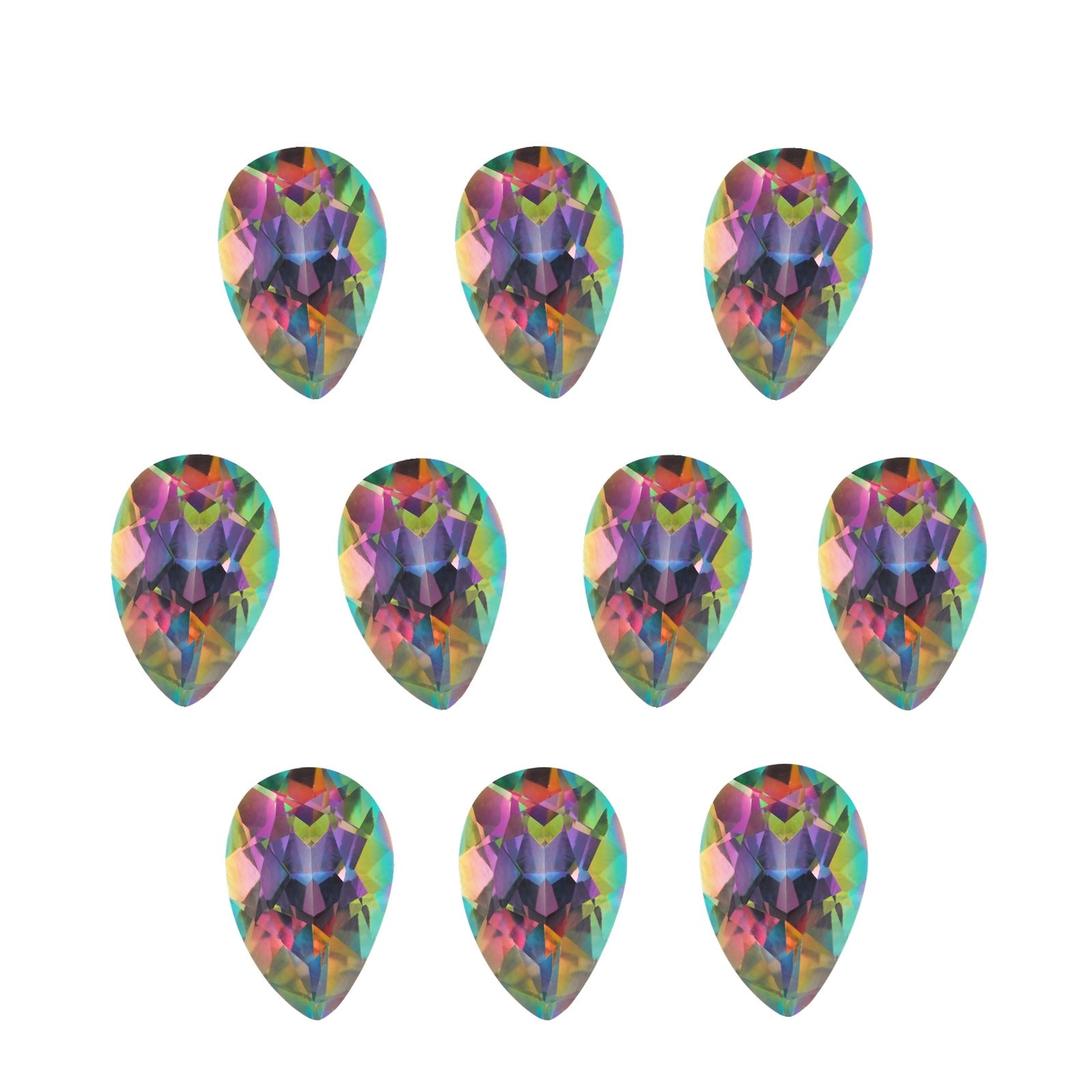 Lot of 10: 5x3 mm natural green mystic topaz, pear cut | Sapphire Row · cut7
