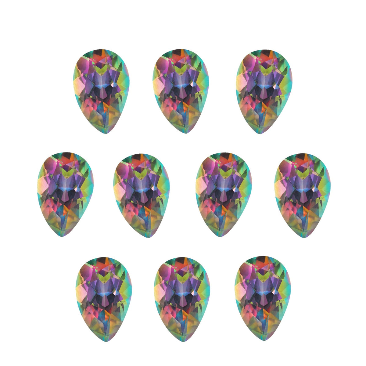 Lot of 10: 5x3 mm natural green mystic topaz, pear cut | Sapphire Row · cut7