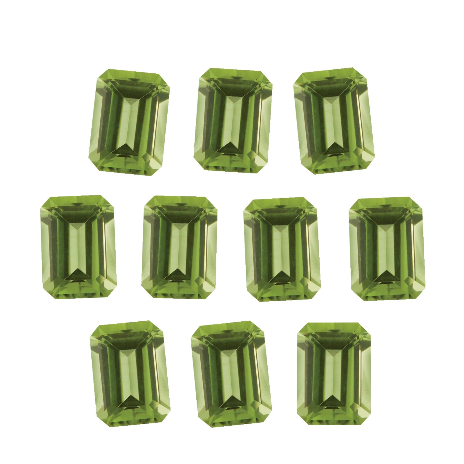 Lot of 10: 5x3 mm natural green peridot, emerald cut | Sapphire Row · cut7