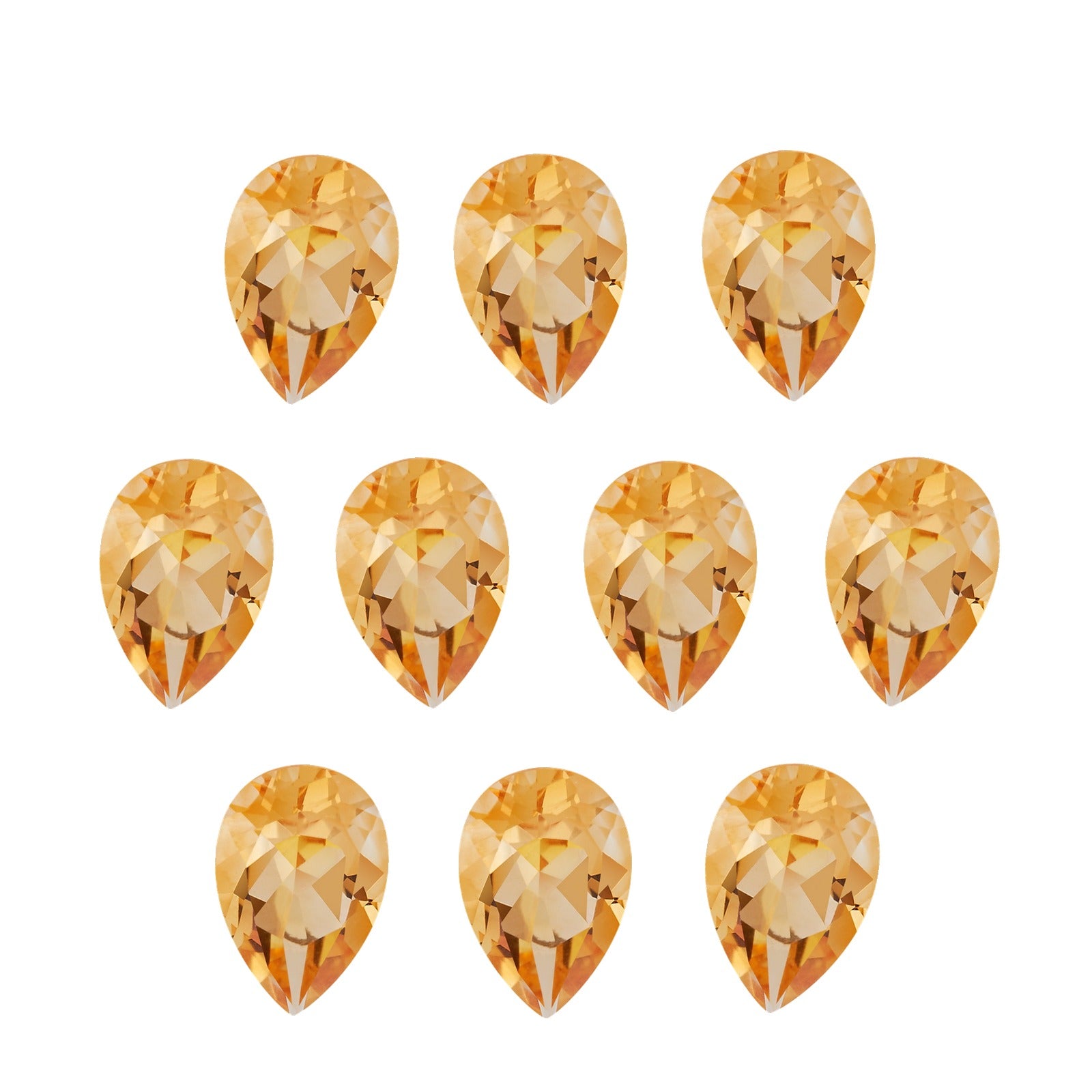 Lot of 10: 5x3 mm natural orange citrine, pear cut | Sapphire Row · cut7