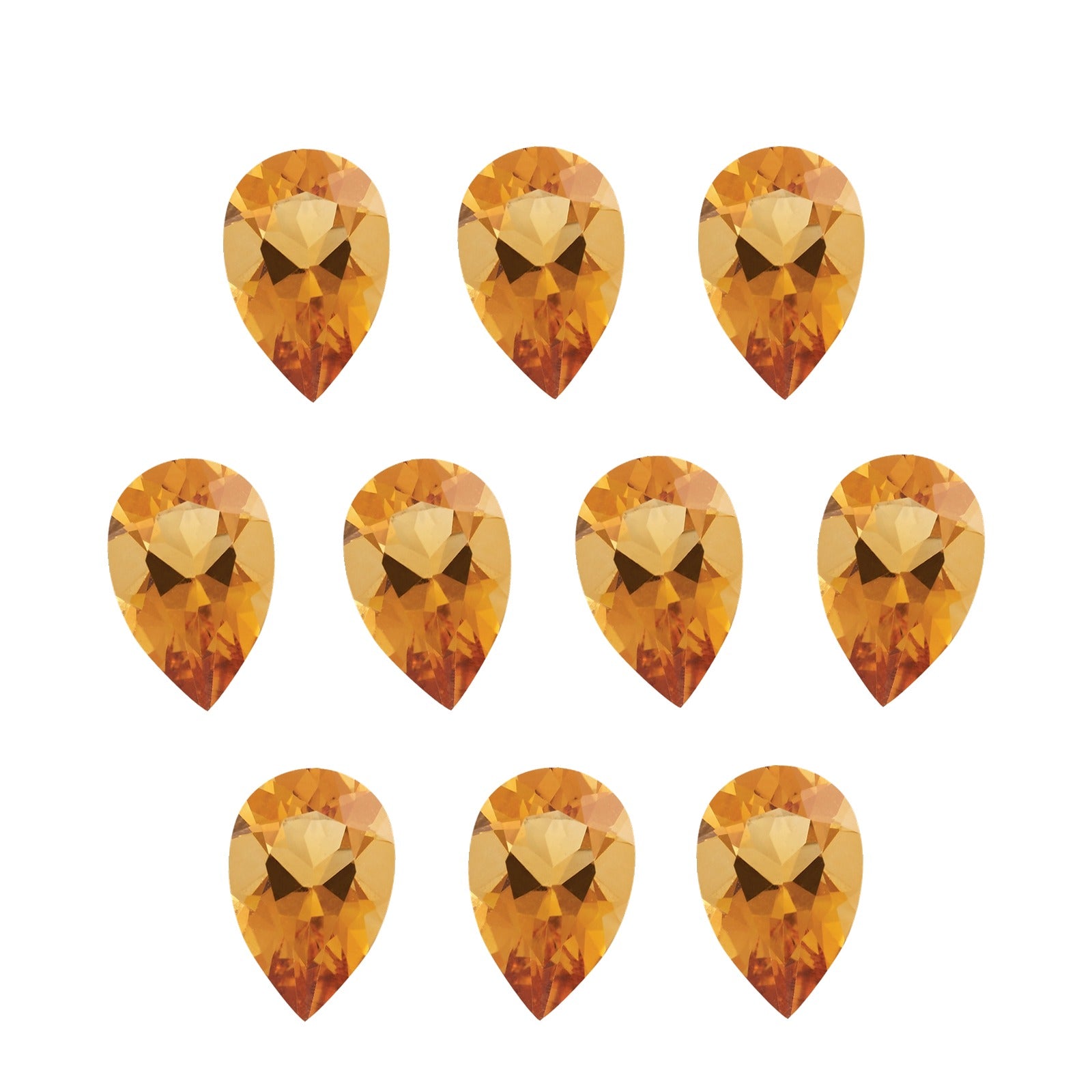 Lot of 10: 5x3 mm natural orange citrine, pear cut | Sapphire Row · cut7