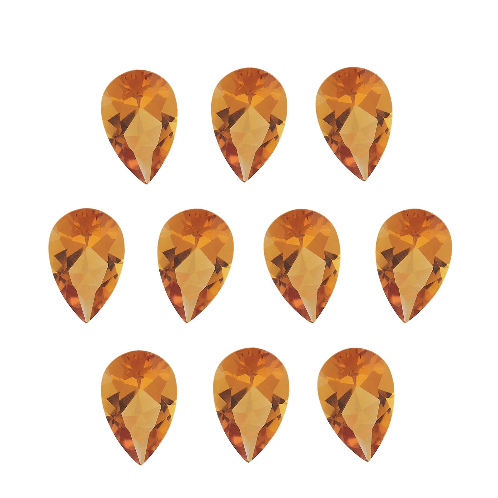 Lot of 10: 5x3 mm natural orange citrine, pear cut | Sapphire Row · cut7