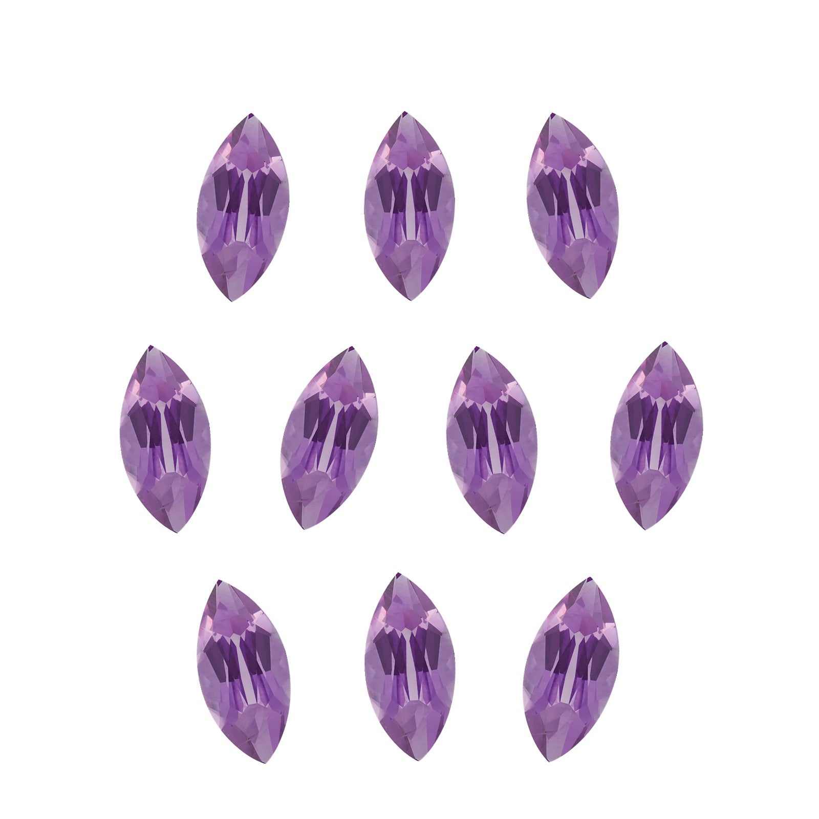 Lot of 10: 5x3 mm natural purple amethyst, marquise cut | Sapphire Row · cut7
