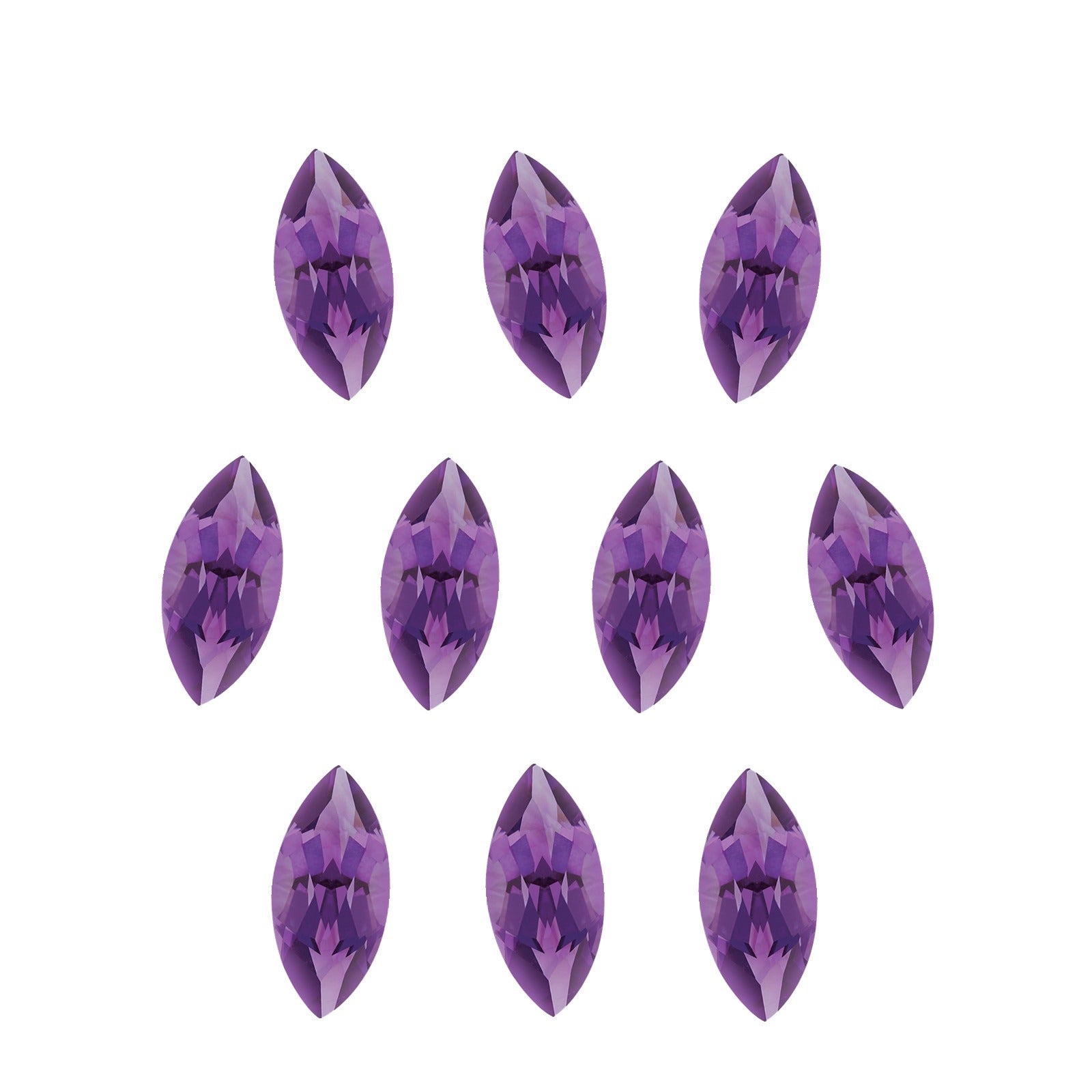 Lot of 10: 5x3 mm natural purple amethyst, marquise cut | Sapphire Row · cut7