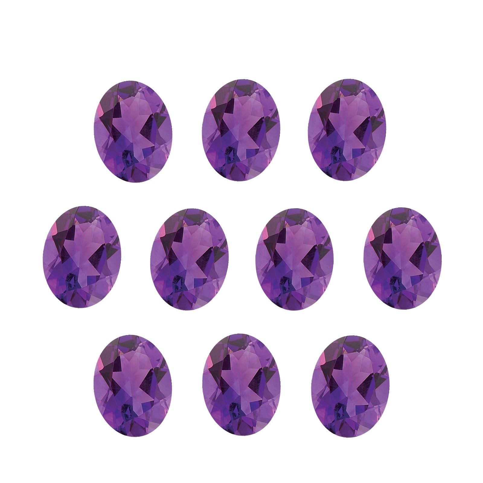 Lot of 10: 5x3 mm natural purple amethyst, oval cut | Sapphire Row · cut7