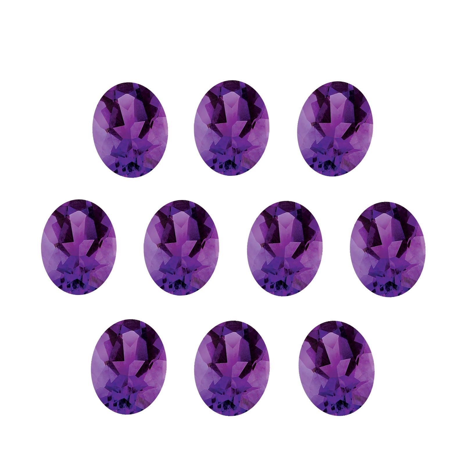 Lot of 10: 5x3 mm natural purple amethyst, oval cut | Sapphire Row · cut7