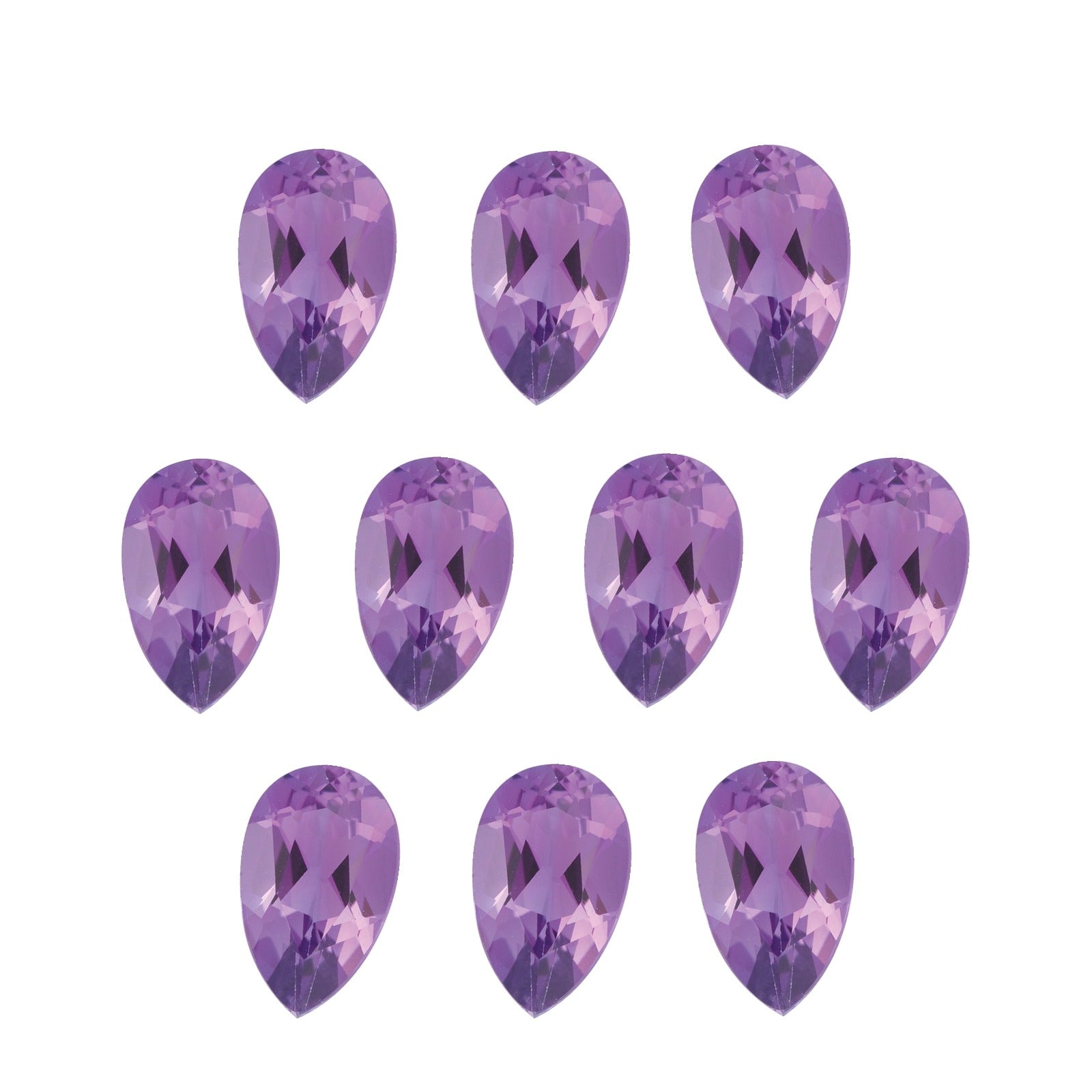 Lot of 10: 5x3 mm natural purple amethyst, pear cut | Sapphire Row · cut7