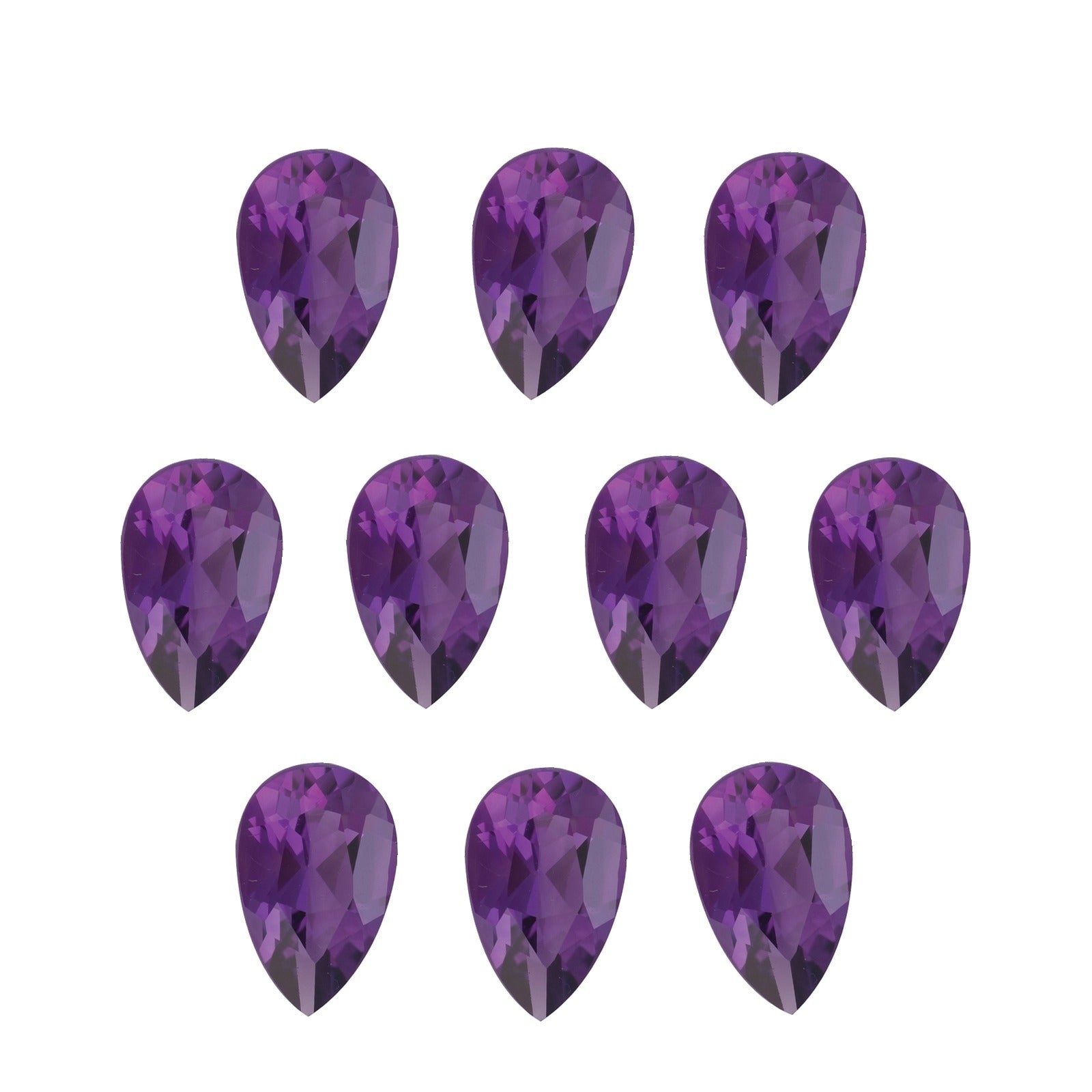 Lot of 10: 5x3 mm natural purple amethyst, pear cut | Sapphire Row · cut7