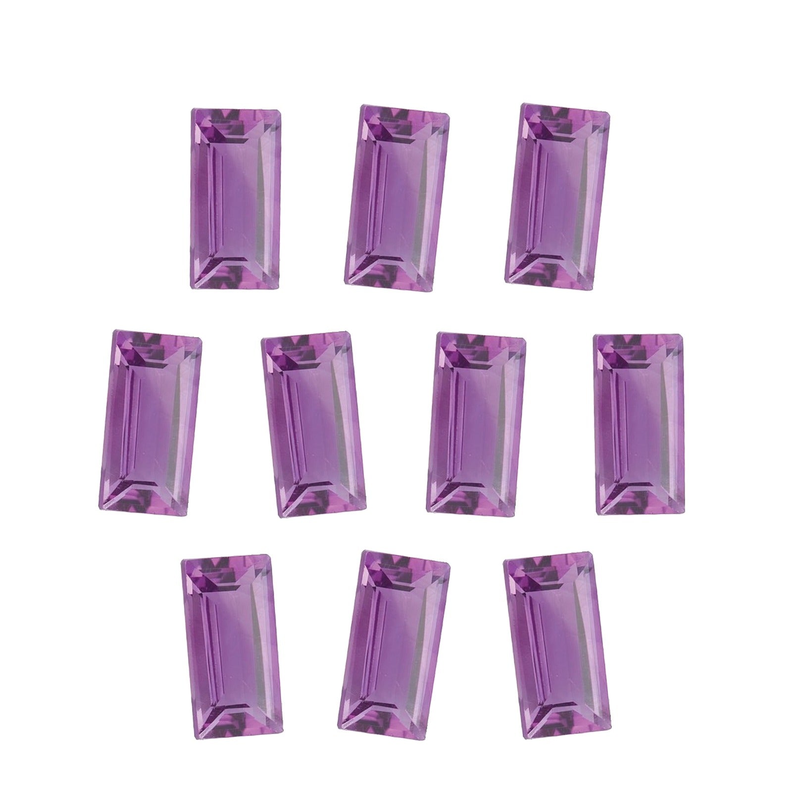 Lot of 10: 5x3 mm natural purple amethyst, straight baguette cut | Sapphire Row · cut7