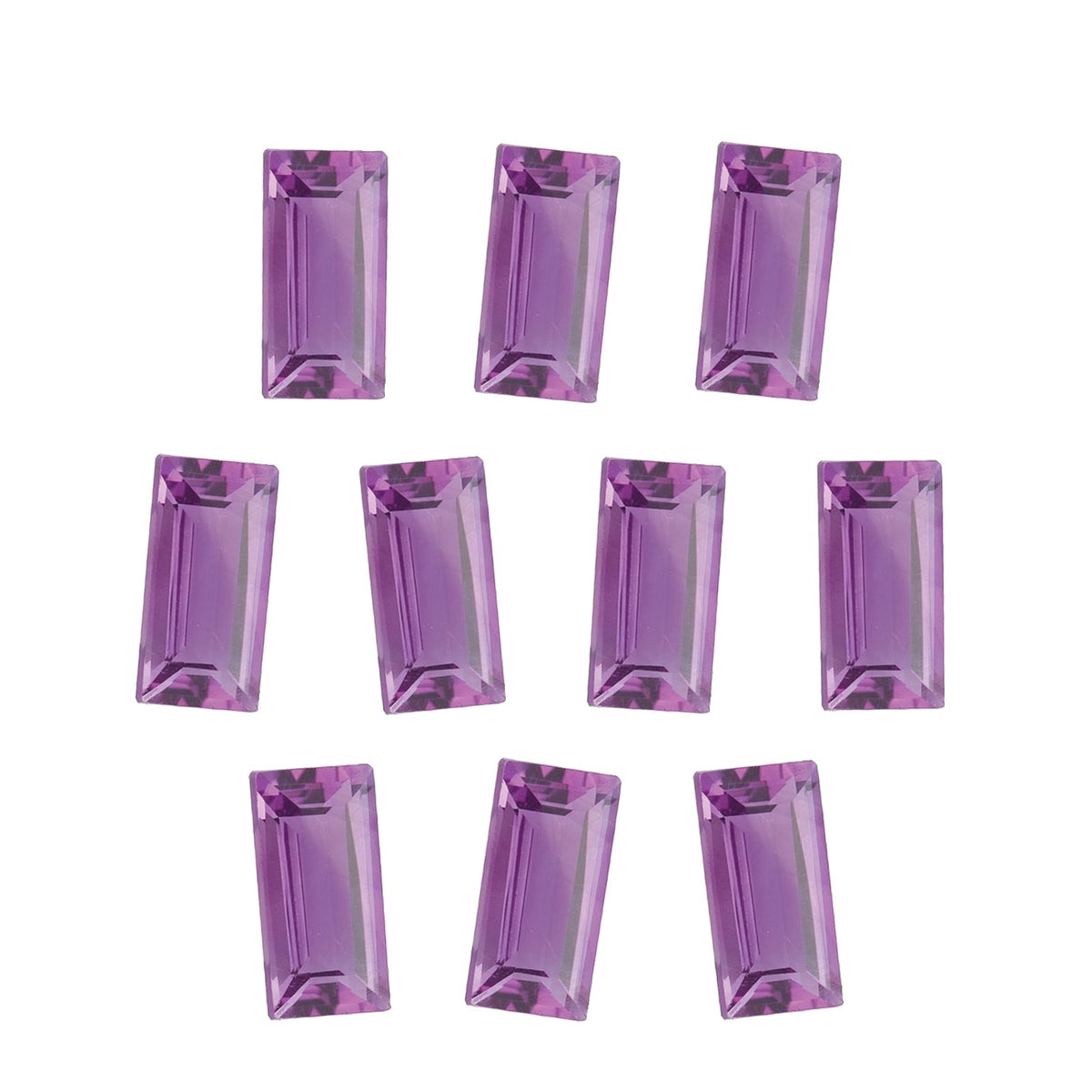 Lot of 10: 5x3 mm natural purple amethyst, straight baguette cut | Sapphire Row · cut7