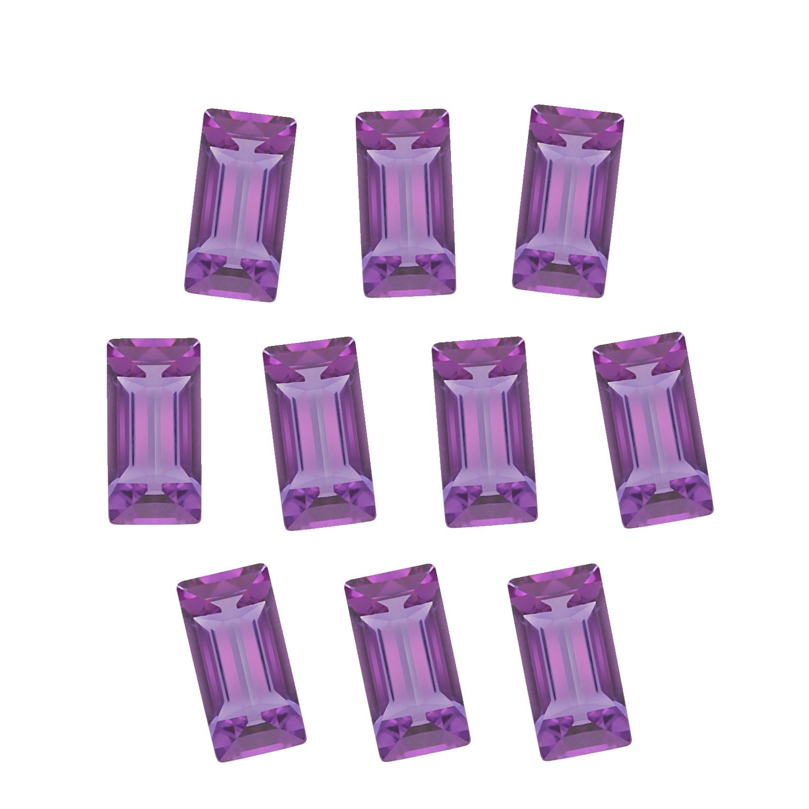 Lot of 10: 5x3 mm natural purple amethyst, straight baguette cut | Sapphire Row · cut7