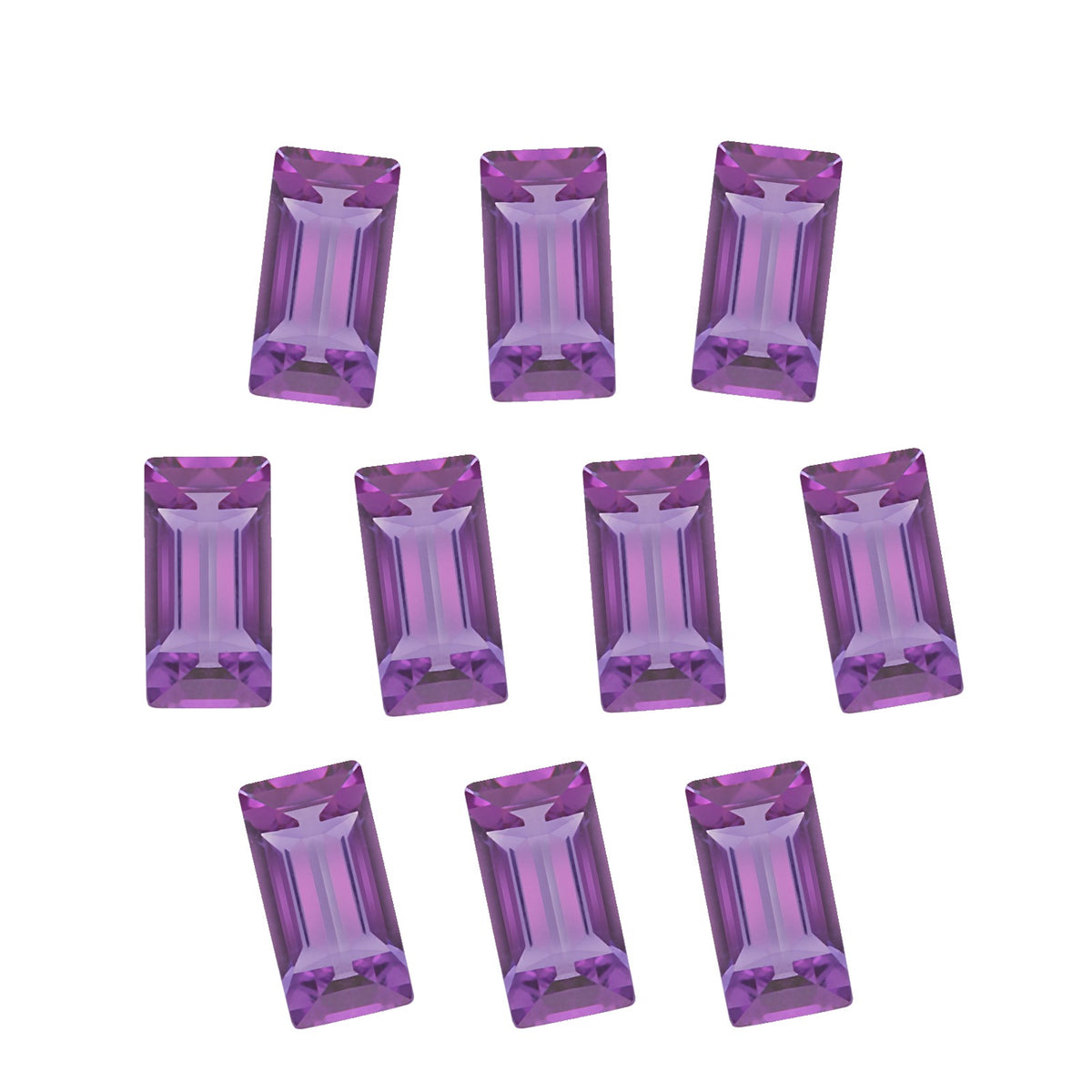 Lot of 10: 5x3 mm natural purple amethyst, straight baguette cut | Sapphire Row · cut7
