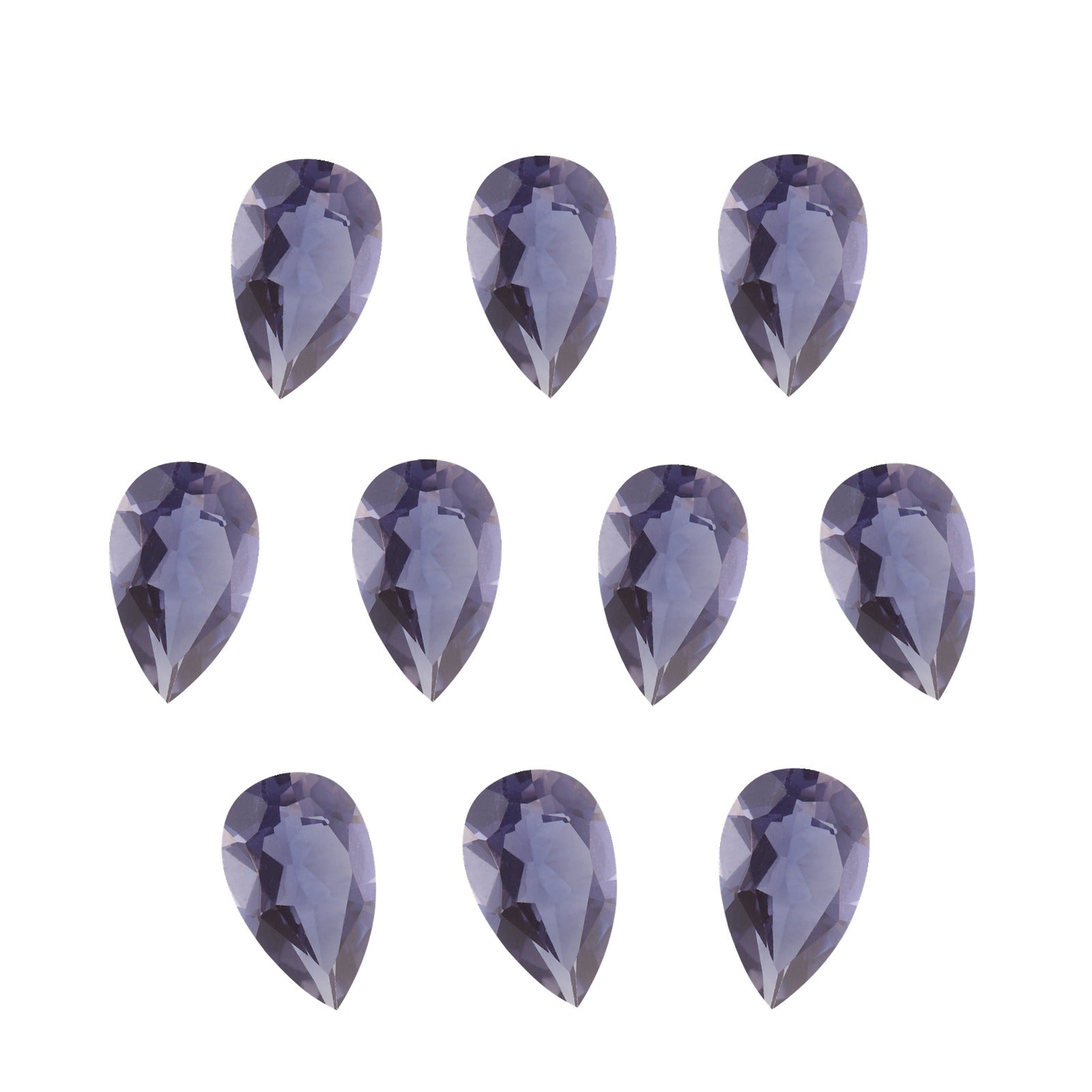Lot of 10: 5x3 mm natural purple iolite, pear cut | Sapphire Row · cut7