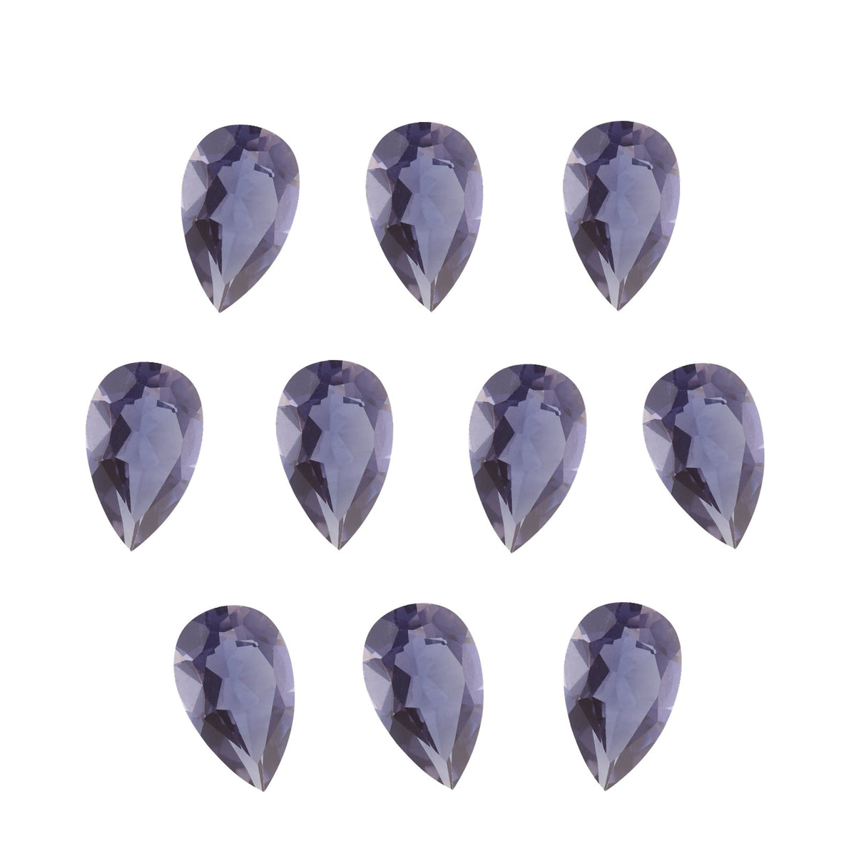 Lot of 10: 5x3 mm natural purple iolite, pear cut | Sapphire Row · cut7