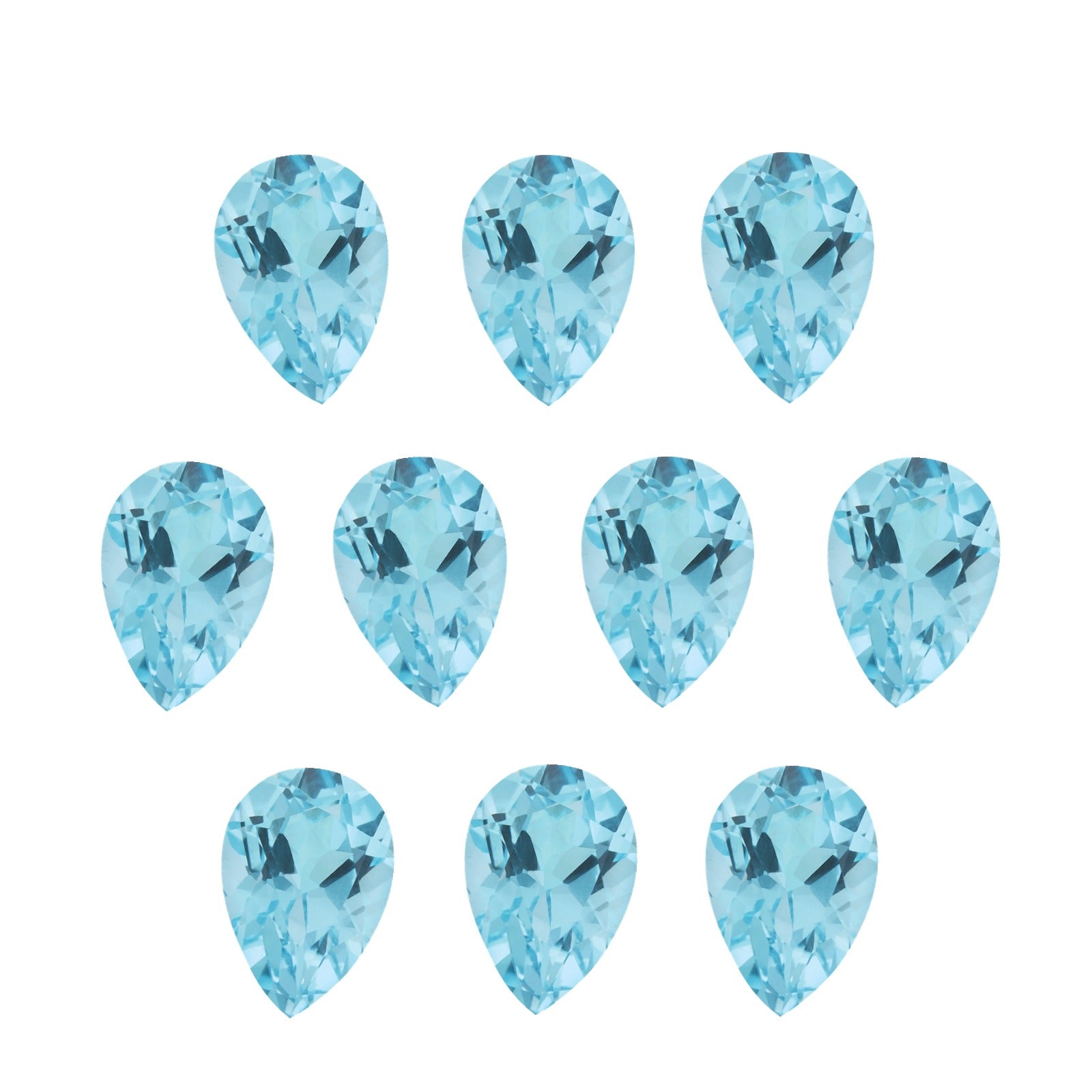 Lot of 10: 5x3 mm natural sky blue topaz, pear cut | Sapphire Row · cut7