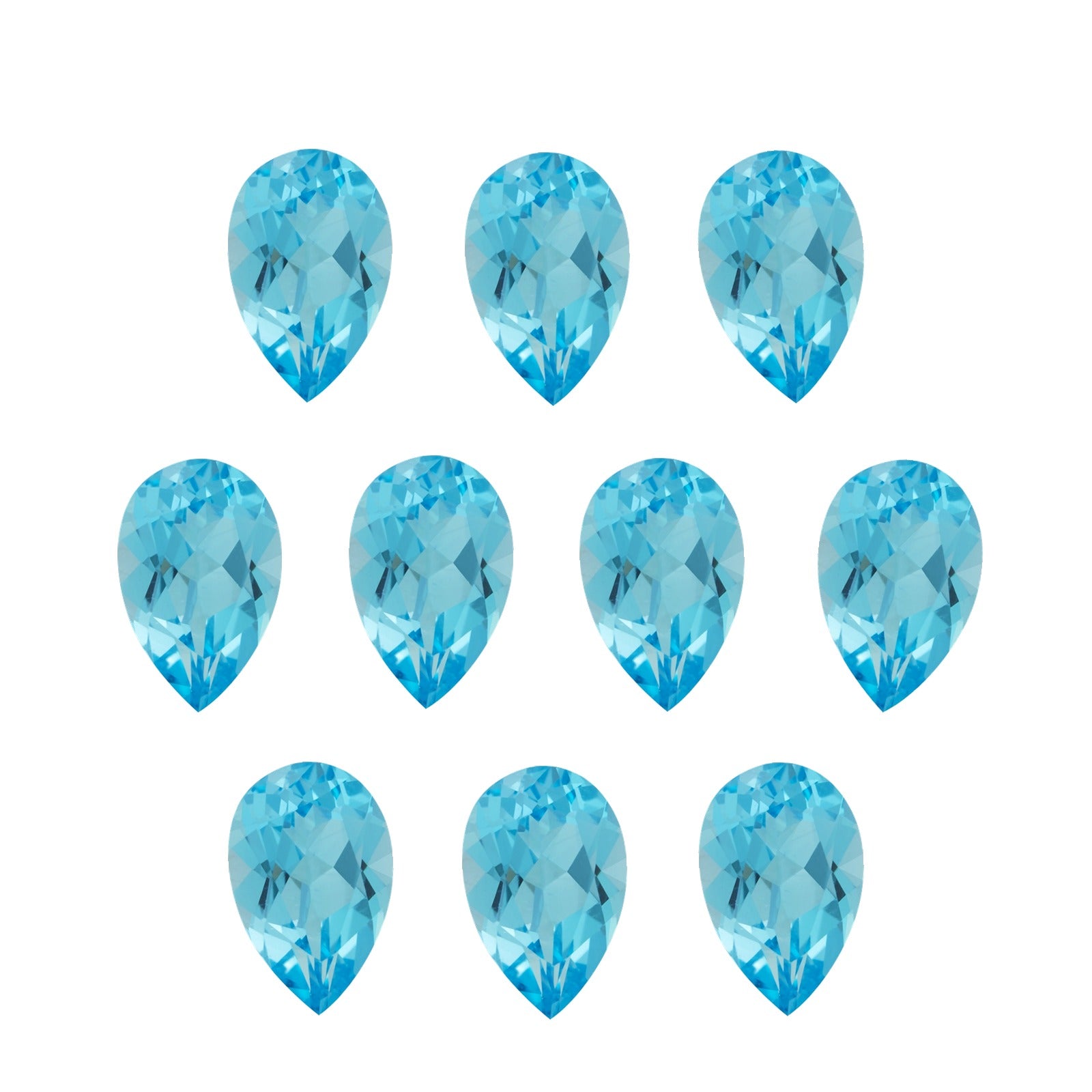 Lot of 10: 5x3 mm natural swiss blue topaz, pear cut | Sapphire Row · cut7