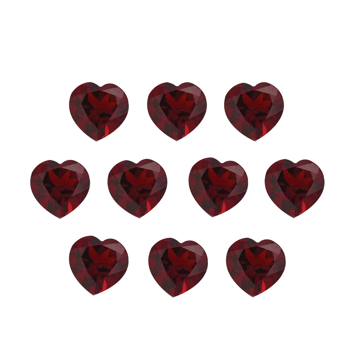 Lot of 10: 6 mm natural dark orange red mozambique garnet, heart cut | Sapphire Row · cut7
