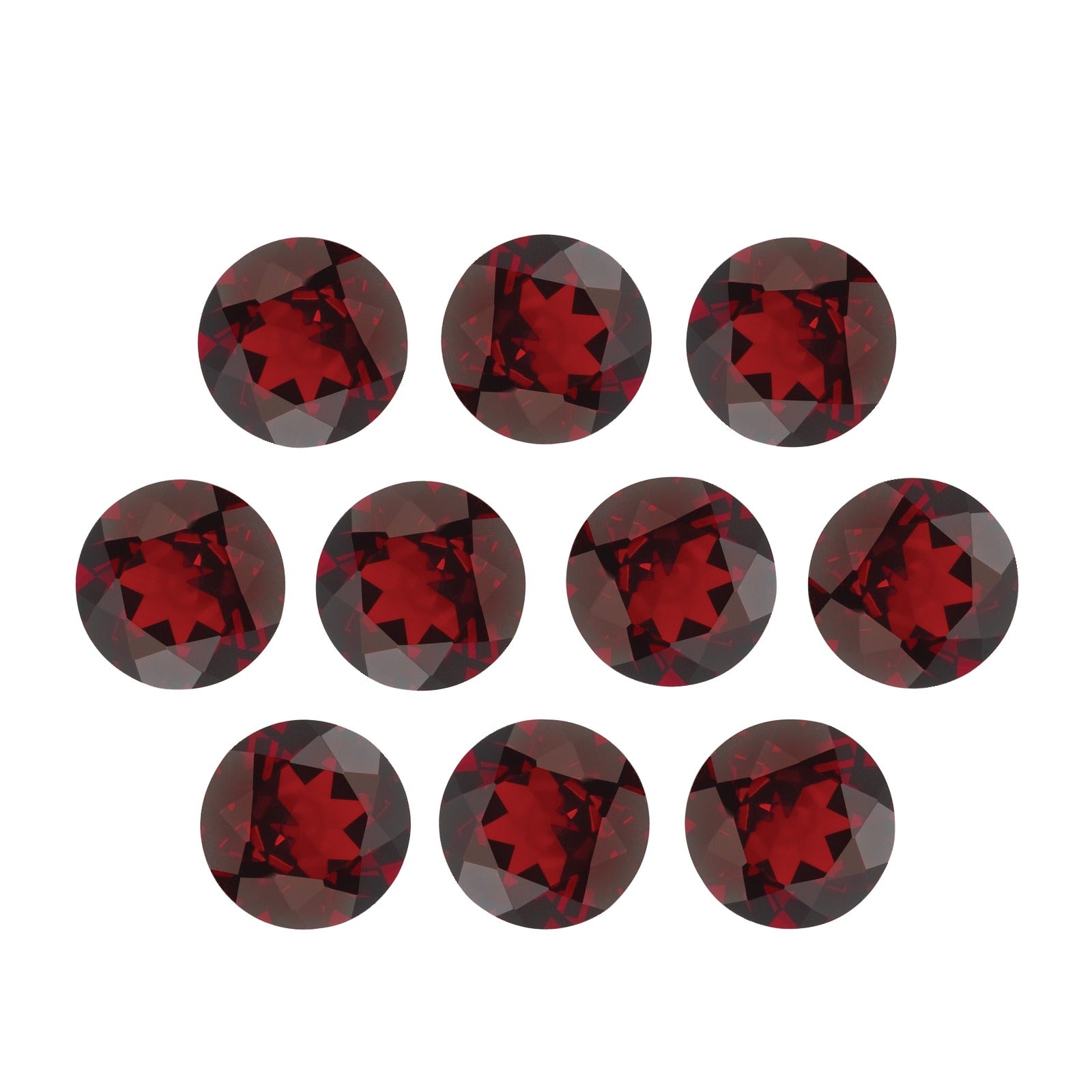 Lot of 10: 6 mm natural dark orange red mozambique garnet, round cut | Sapphire Row · cut7