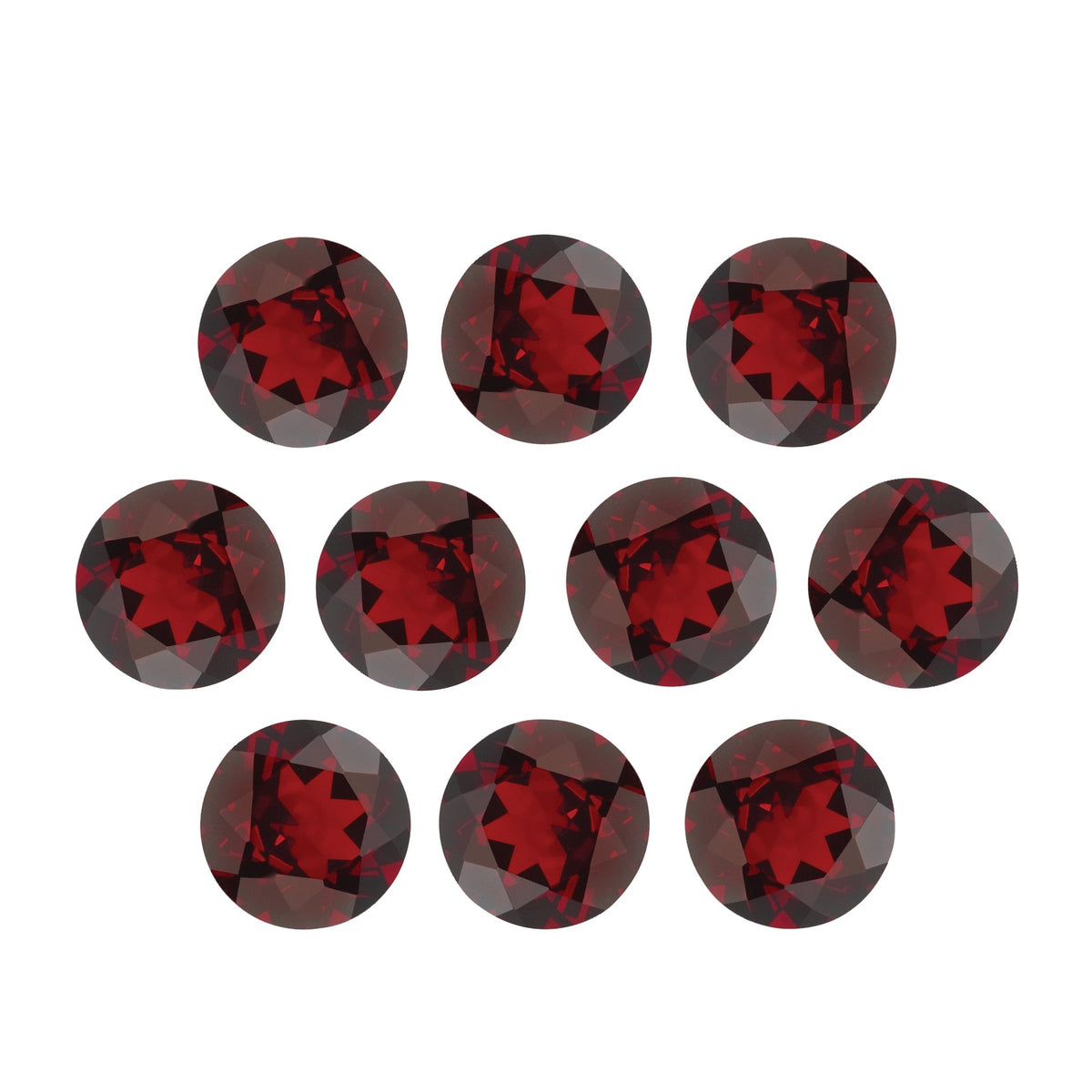 Lot of 10: 6 mm natural dark orange red mozambique garnet, round cut | Sapphire Row · cut7