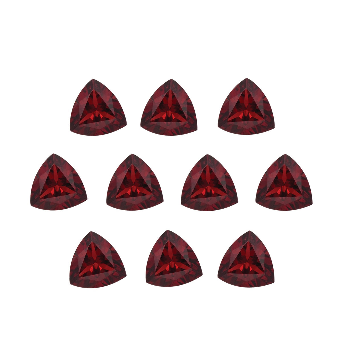 Lot of 10: 6 mm natural dark orange red mozambique garnet, trillion cut | Sapphire Row · cut7
