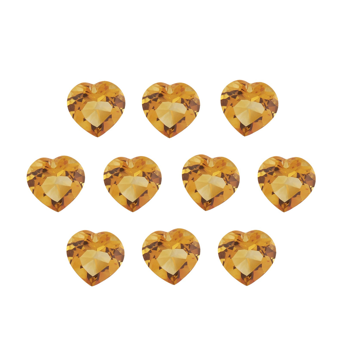 Lot of 10: 6 mm natural orange citrine, heart cut | Sapphire Row · cut7