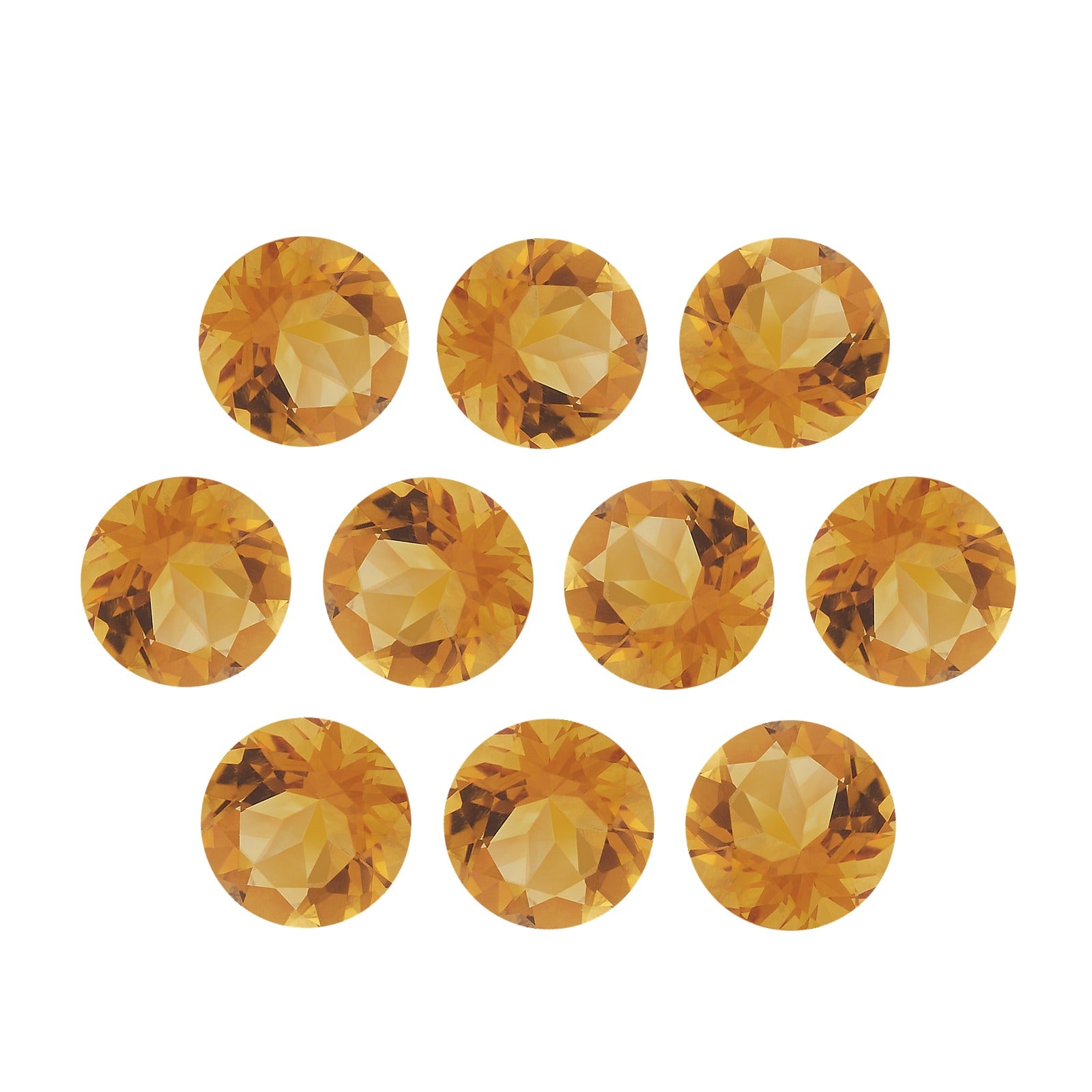 Lot of 10: 6 mm natural orange citrine, round cut | Sapphire Row · cut7