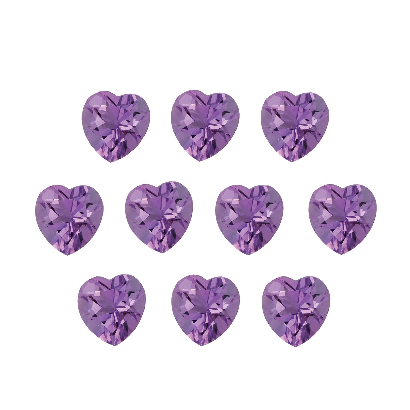 Lot of 10: 6 mm natural purple amethyst, heart cut | Sapphire Row · cut7