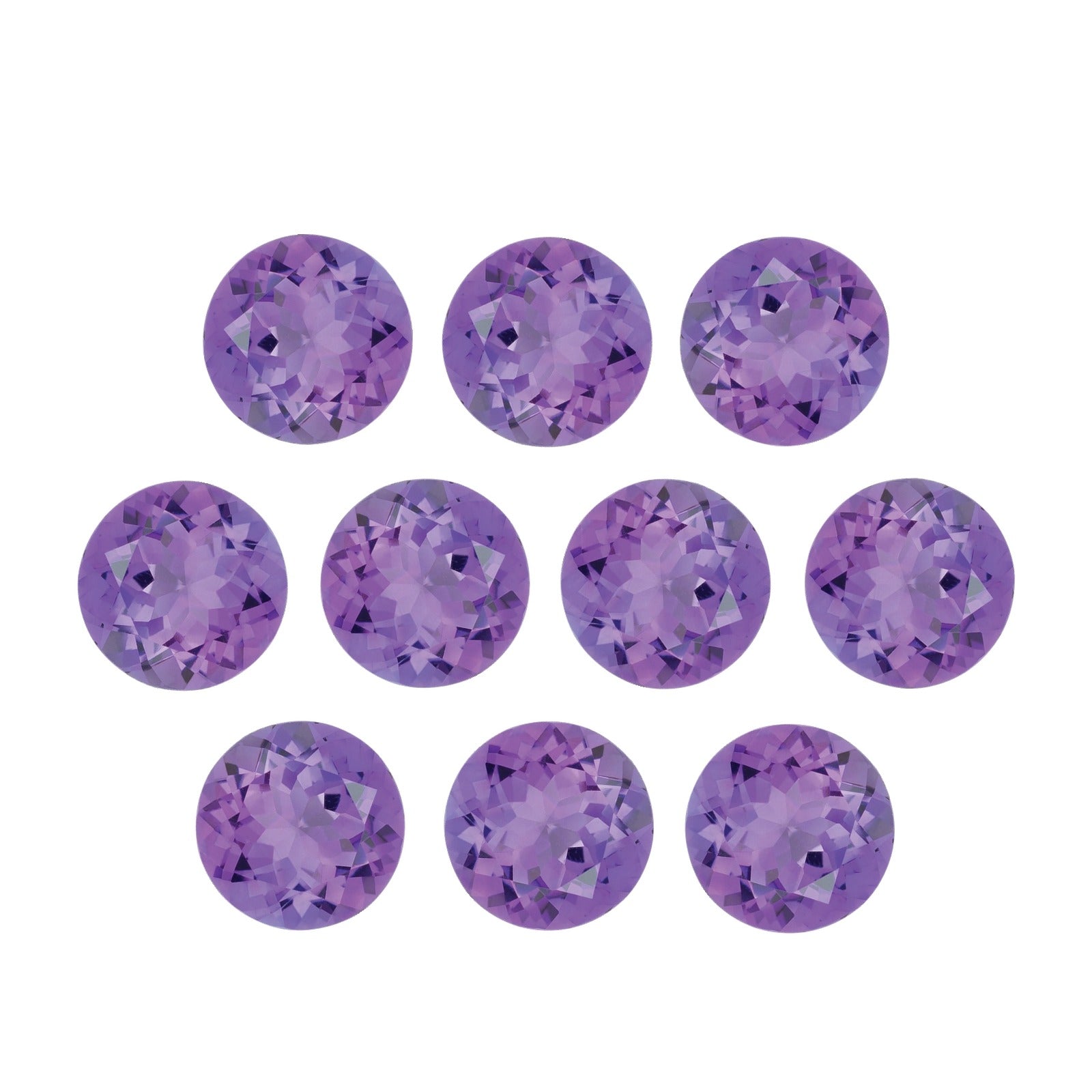 Lot of 10: 6 mm natural purple amethyst, round cut | Sapphire Row · cut7