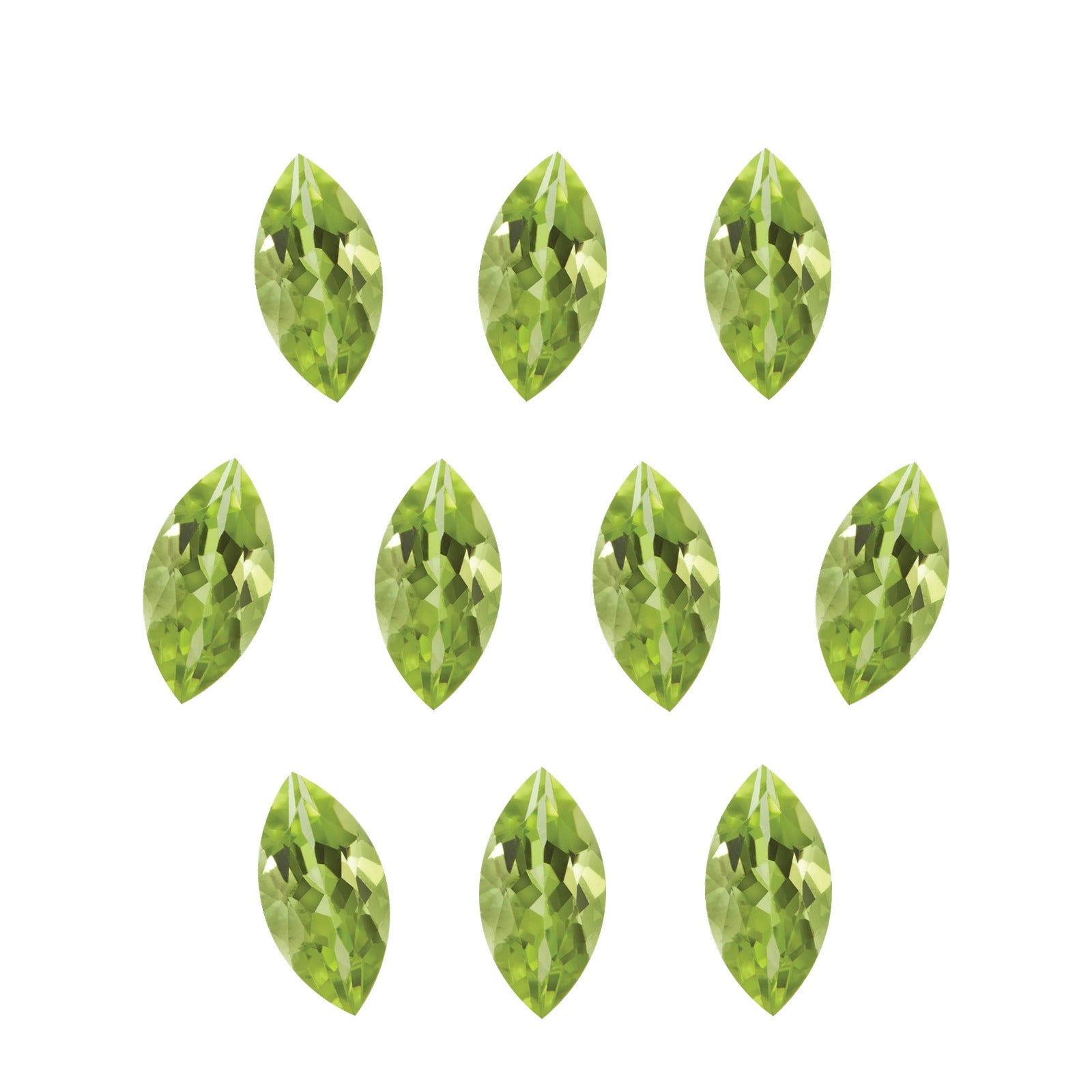 Lot of 10: 6x3 mm natural green peridot, marquise cut | Sapphire Row · cut7