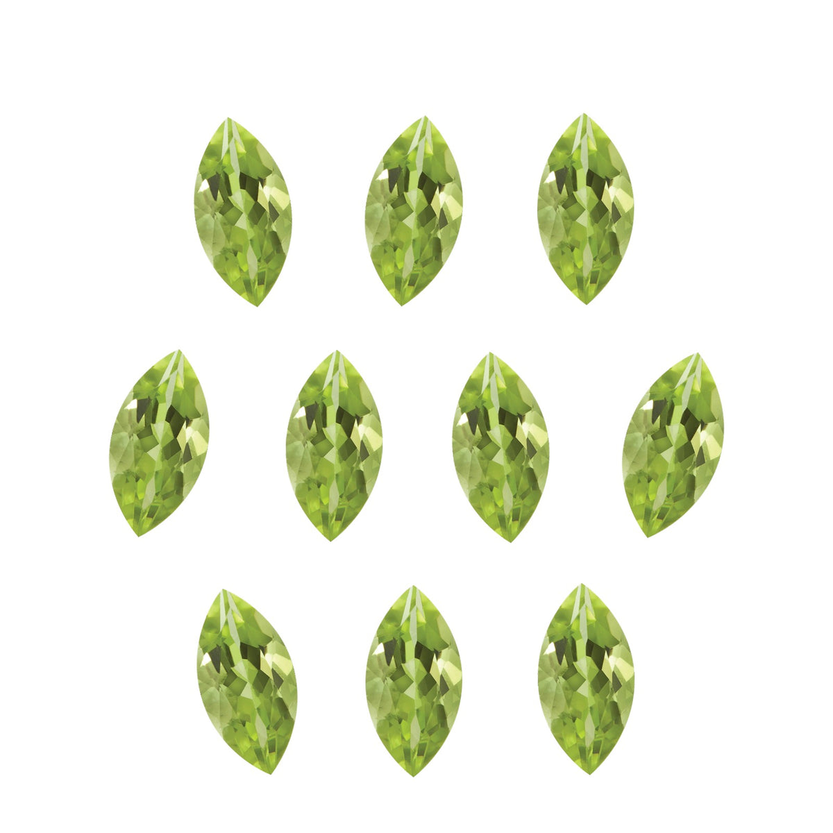 Lot of 10: 6x3 mm natural green peridot, marquise cut | Sapphire Row · cut7
