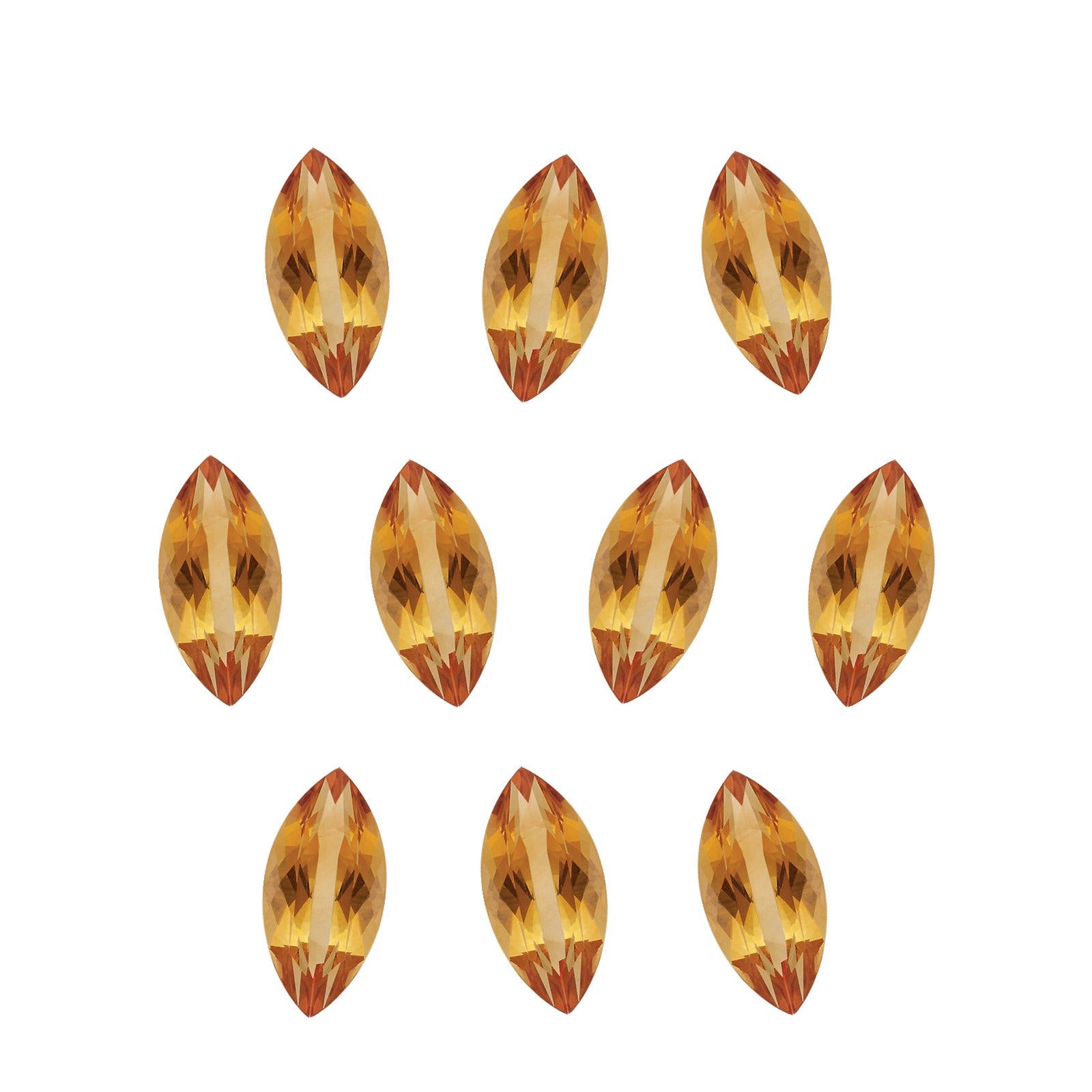 Lot of 10: 6x3 mm natural orange citrine, marquise cut | Sapphire Row · cut7